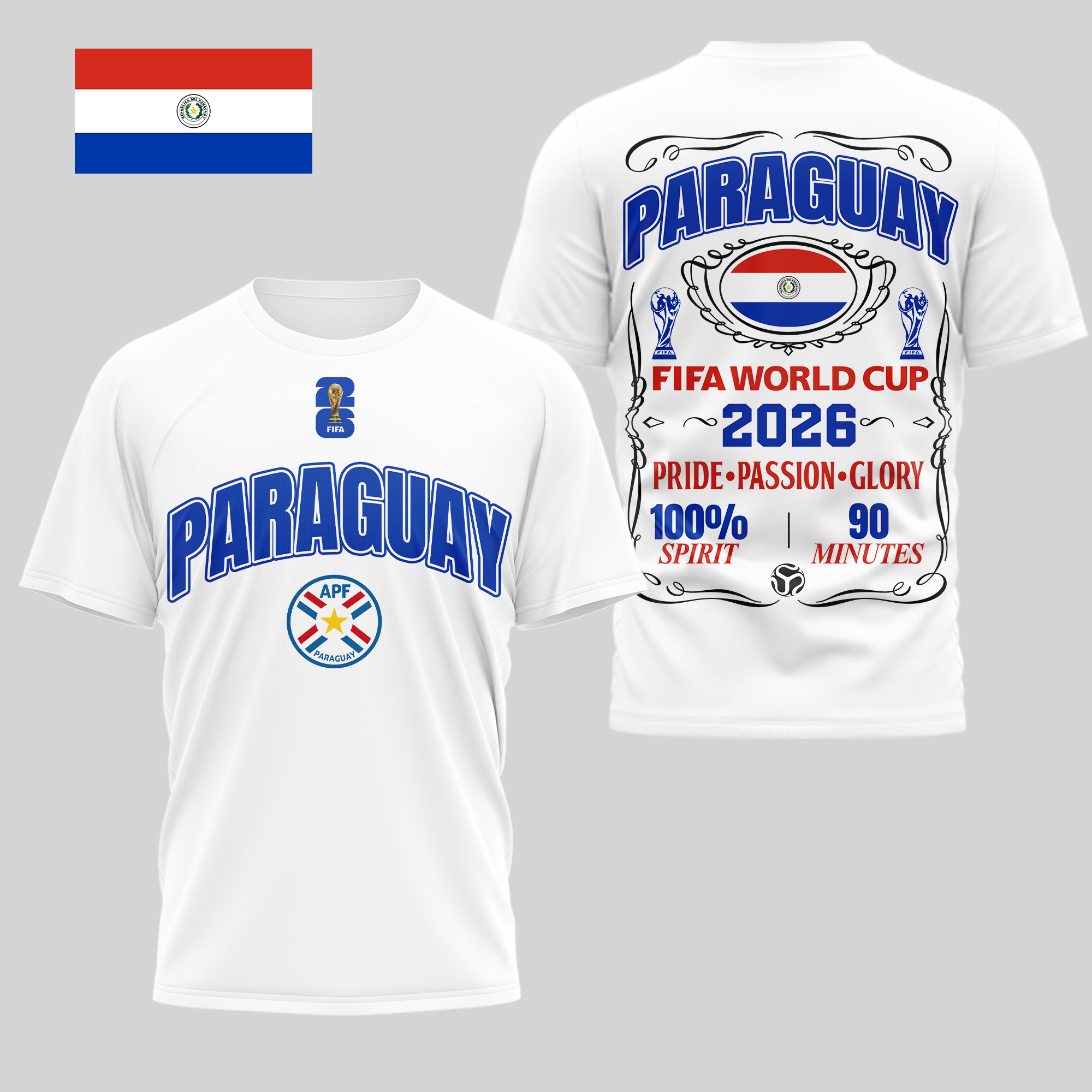 Paraguay | Premium World Cup 2026 Pride Passion Glory 3D Shirt TTH210505 - Image 2