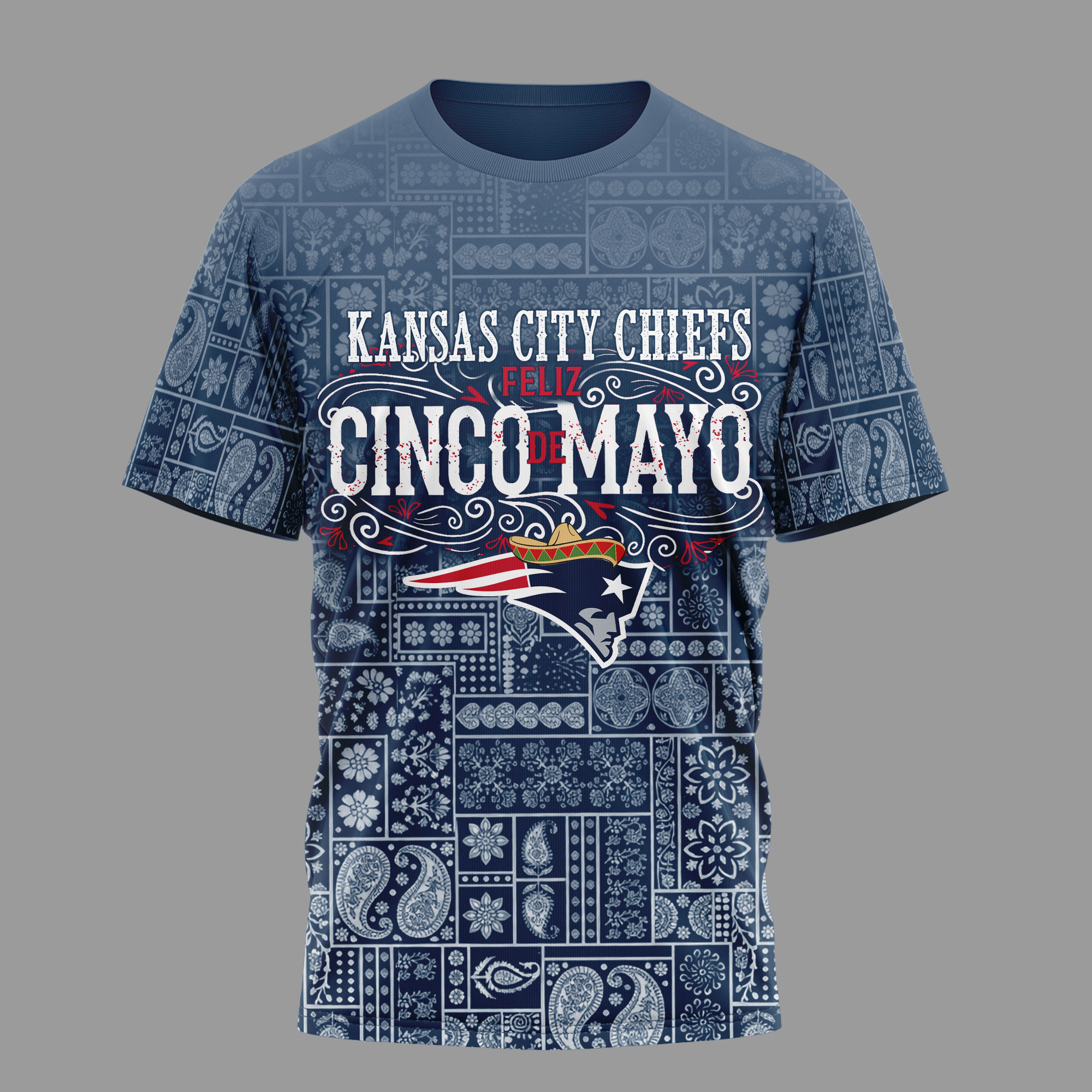 New England Patriots | Premium NFL Hola Bitchatos Cinco De Mayo 3D T-Shirt TTH210501