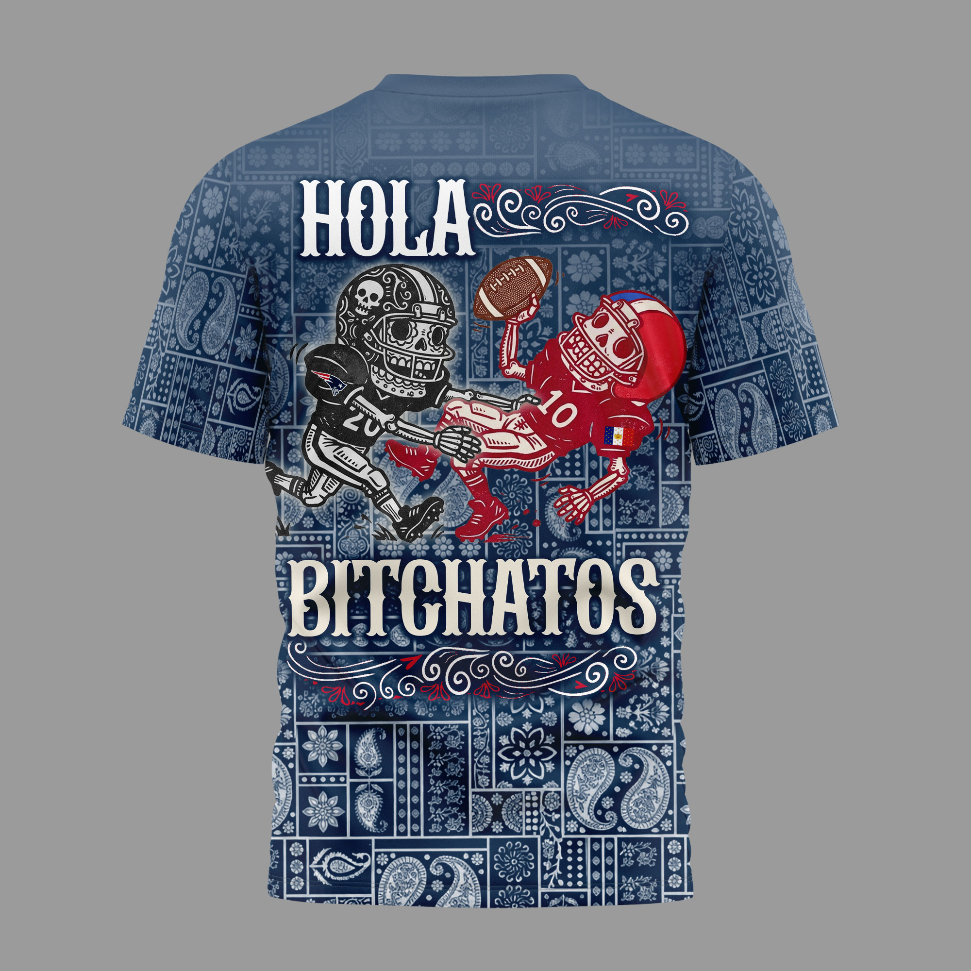 New England Patriots | Premium NFL Hola Bitchatos Cinco De Mayo 3D T-Shirt TTH210501 - Image 2