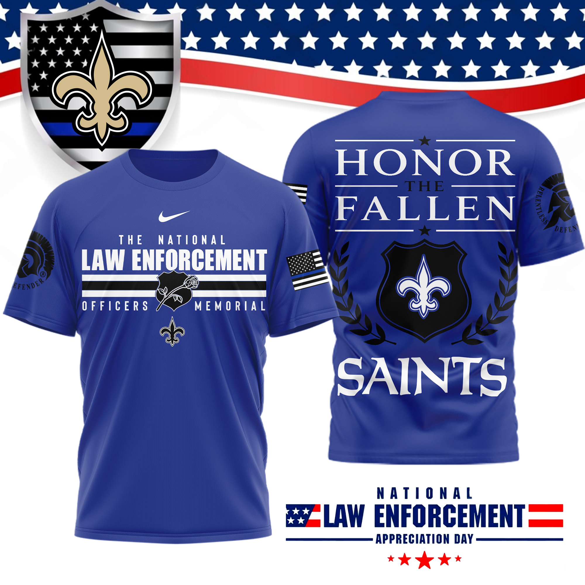 New Orleans Saints x Premium NFL The National Law Enforcement 3D T-Shirt – Limited Edition TTH200525