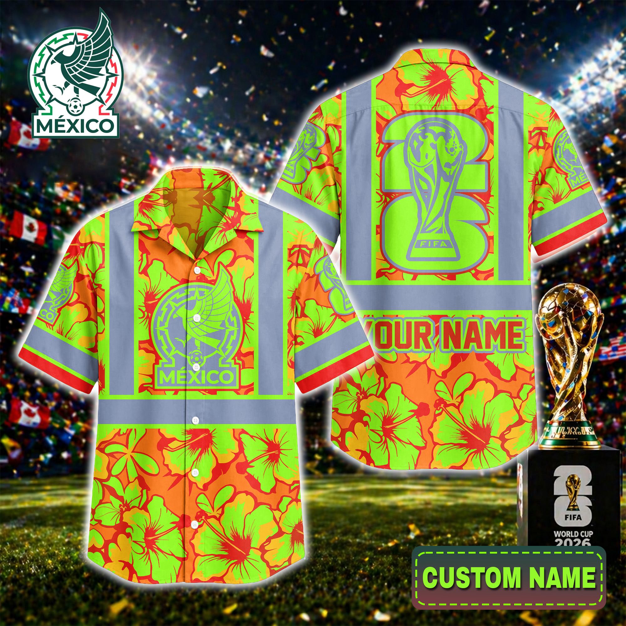 Mexico | Premium World Cup 2026 Hi-vis Hawaiian Shirt TTH200567 - Image 2