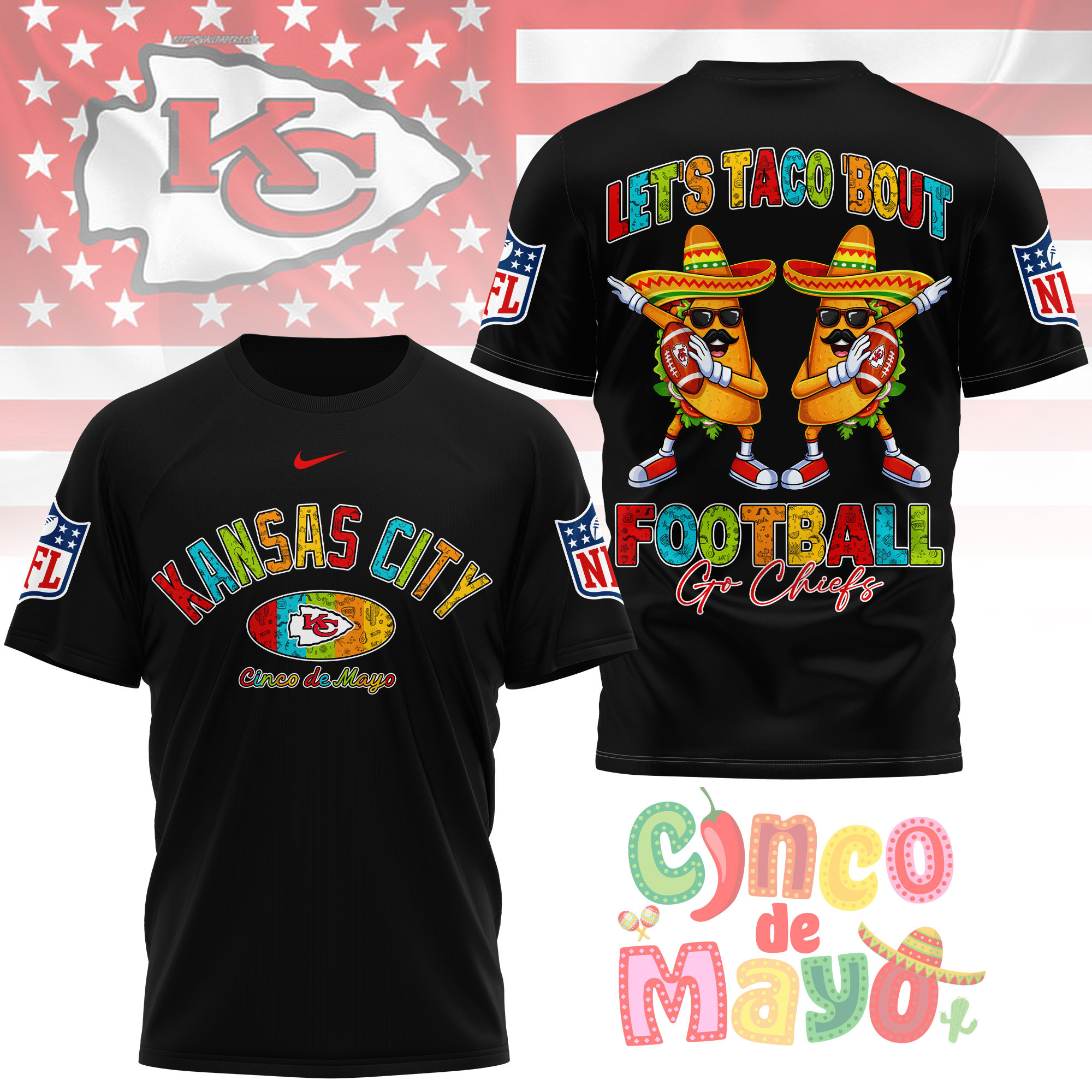 Kansas City Chiefs | Premium NFL Taco Cinco de Mayo 3D Shirt TTH200587