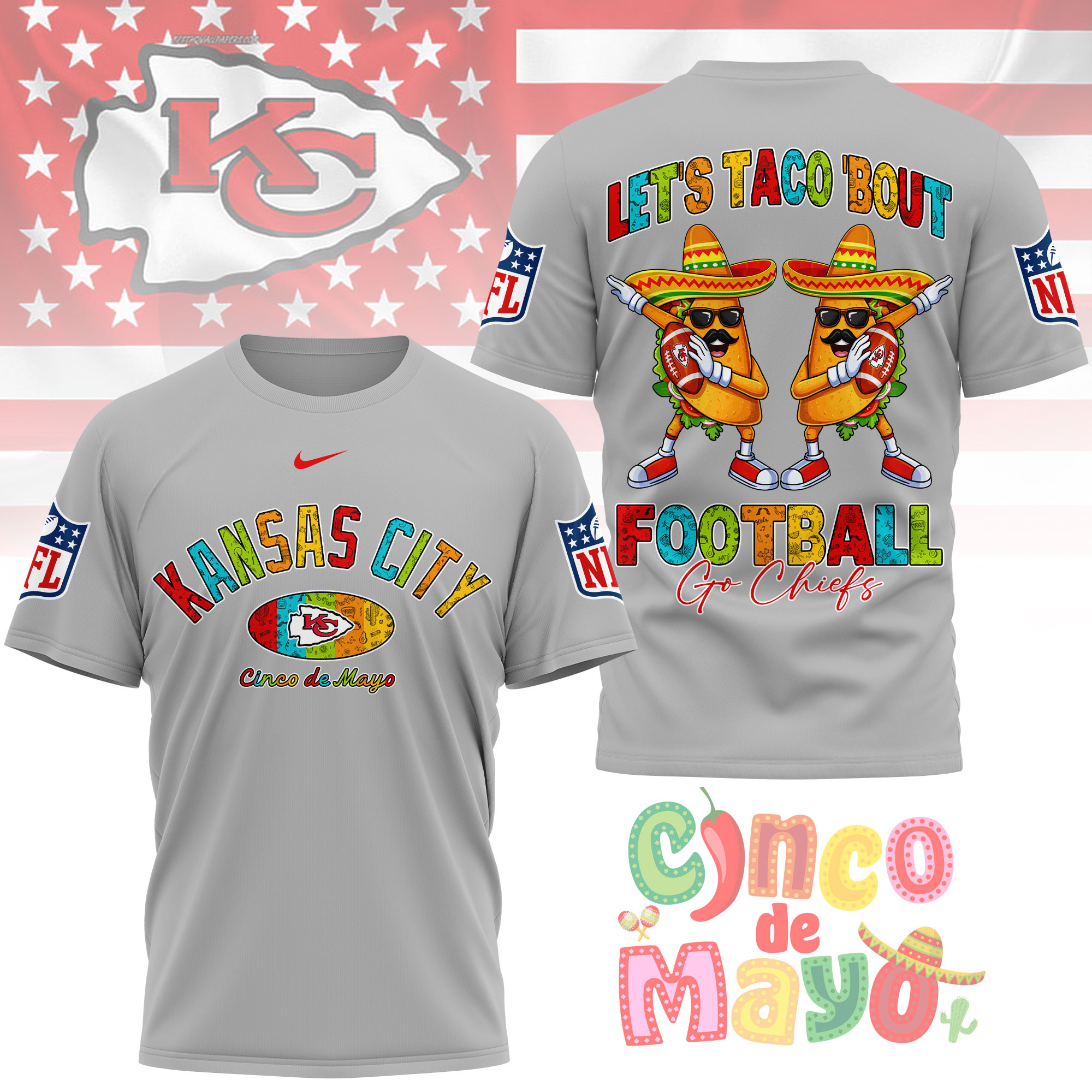 Kansas City Chiefs | Premium NFL Taco Cinco de Mayo 3D Shirt TTH200587 - Image 3