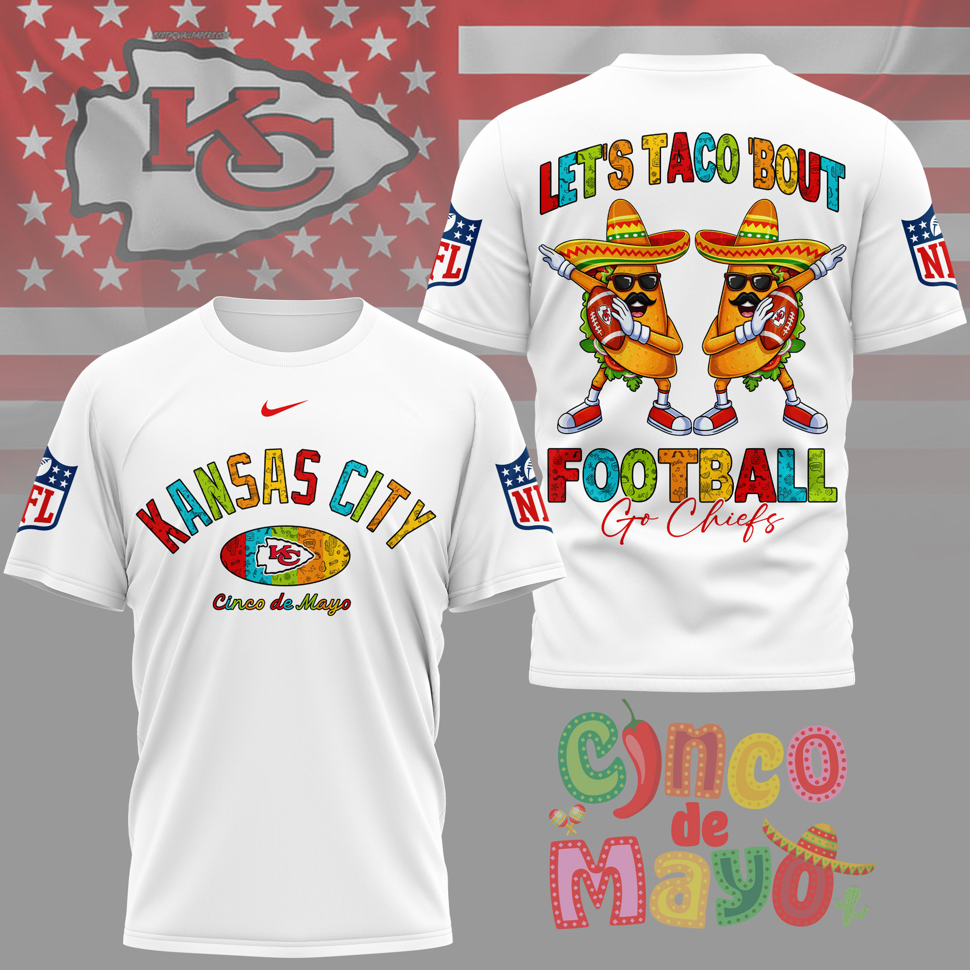 Kansas City Chiefs | Premium NFL Taco Cinco de Mayo 3D Shirt TTH200587 - Image 2