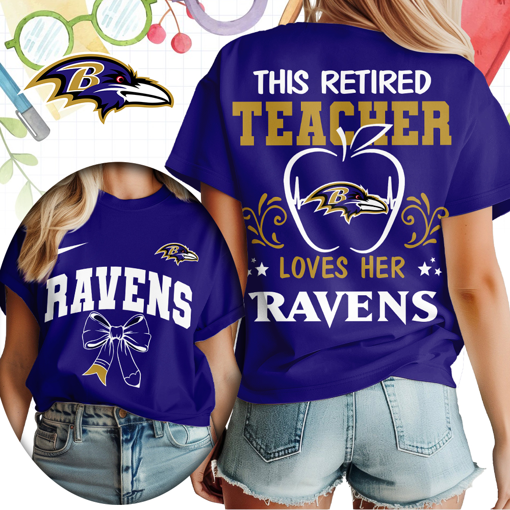 Baltimore Ravens x Premium NFL Retired Teacher Women T-Shirt – Limited Edition TTH200523 - Image 3