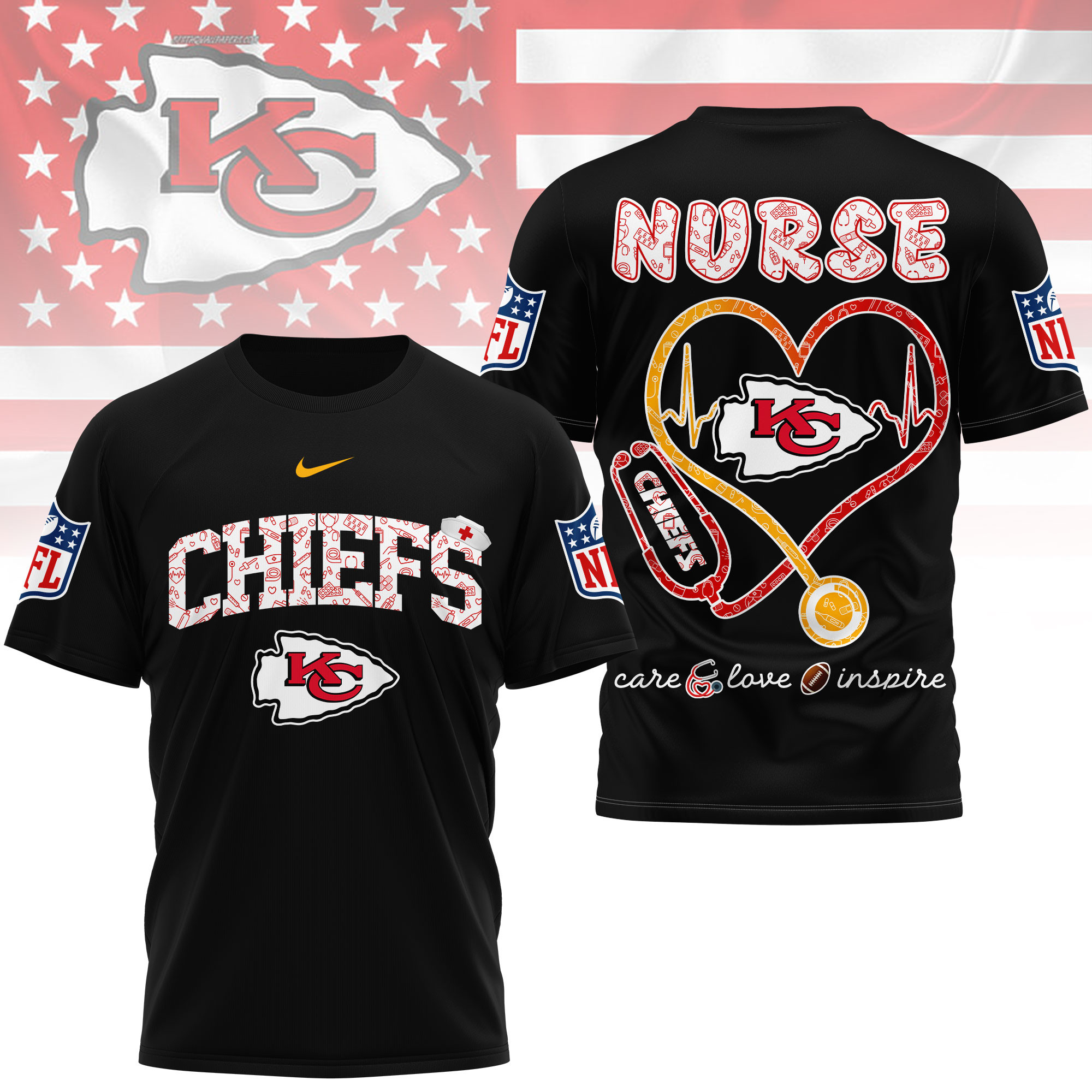 Kansas City Chiefs x Premium NFL Nurse Love Football 3D T-Shirt – Limited Edition TTH200522