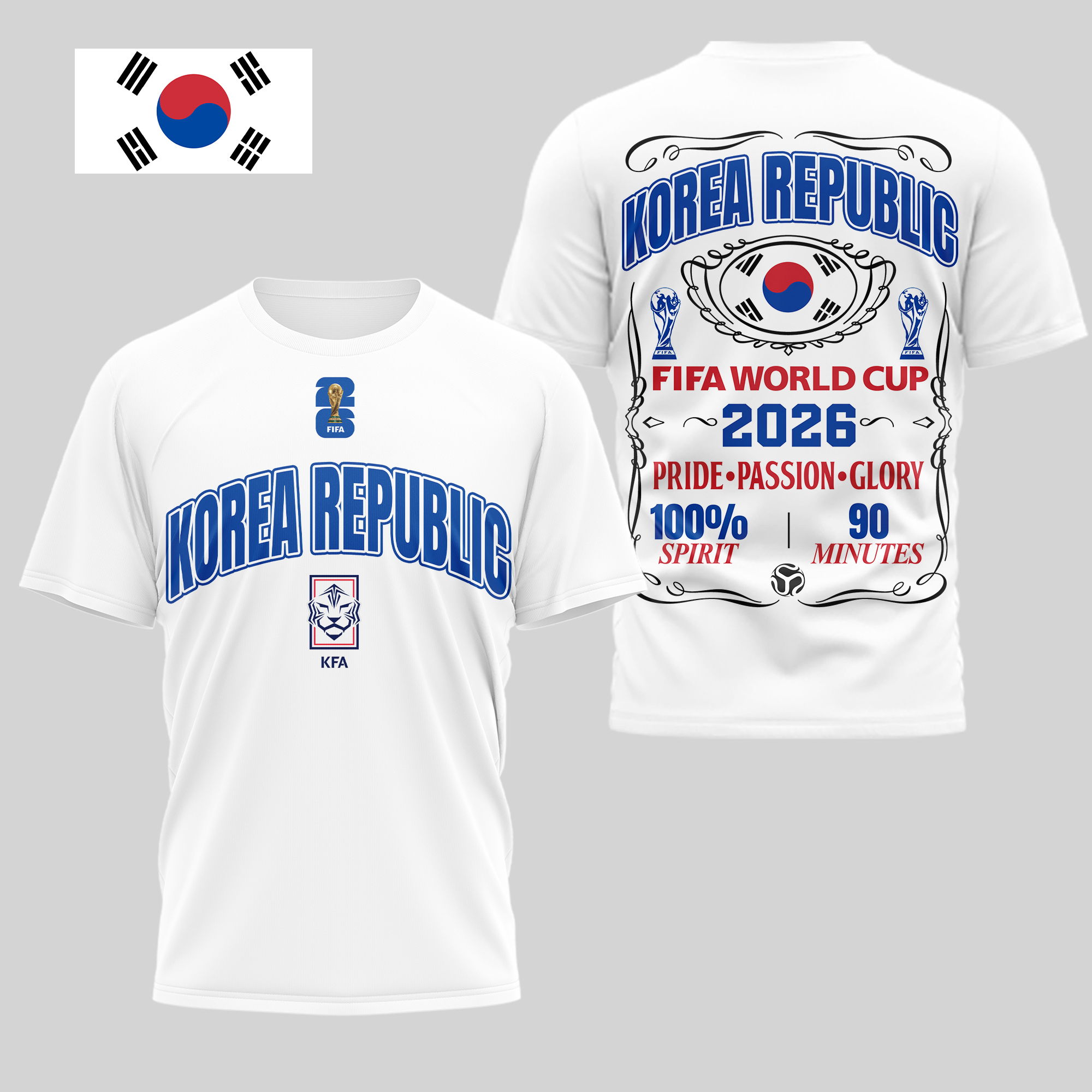 Korea Republic | Premium World Cup 2026 Pride Passion Glory 3D Shirt TTH210505 - Image 2
