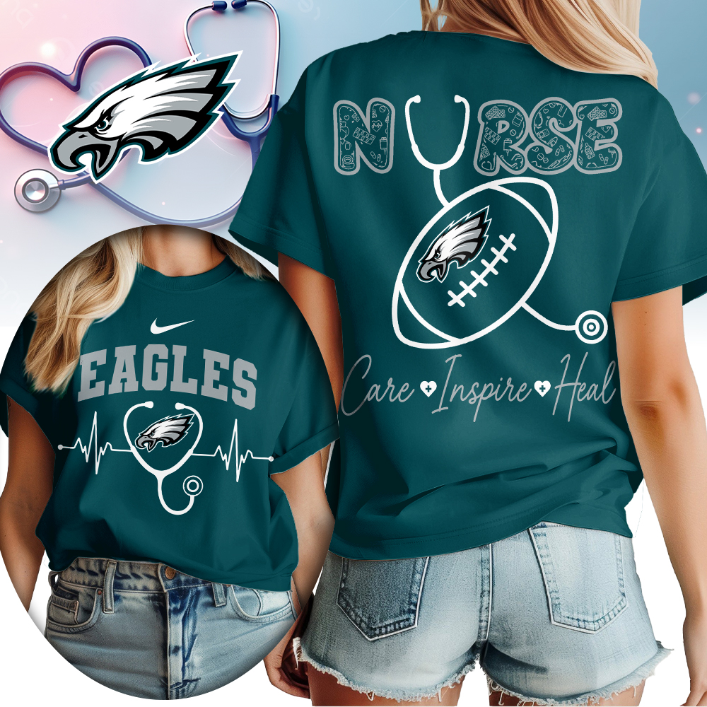 Philadelphia Eagles | Premium NFL Nurse Care Inspire Heal Women Shirt TTH200561 - Image 3