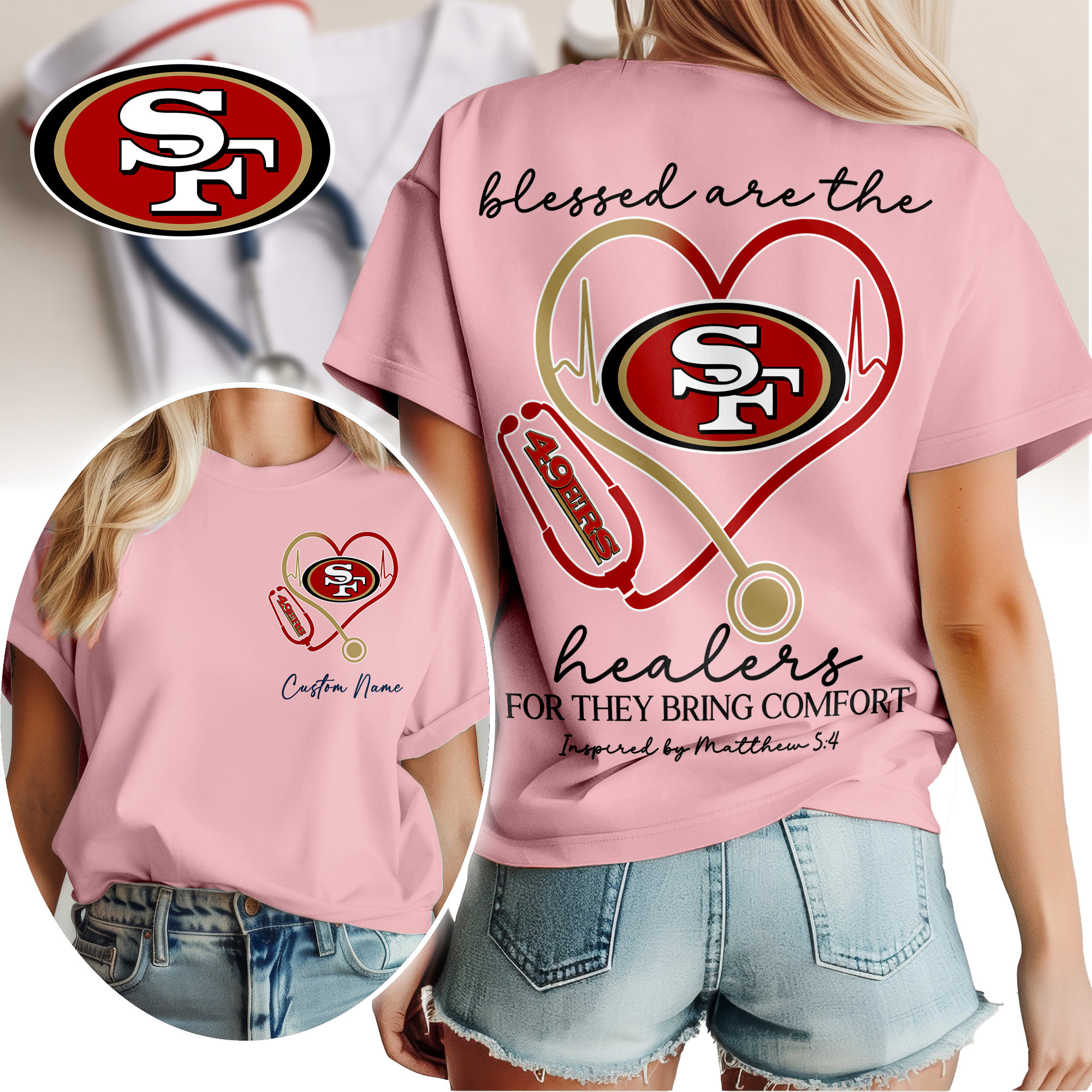 San Francisco 49ers | Premium NFL Heart of A Nurse Game Day 3D Shirt TTH200581 - Image 2