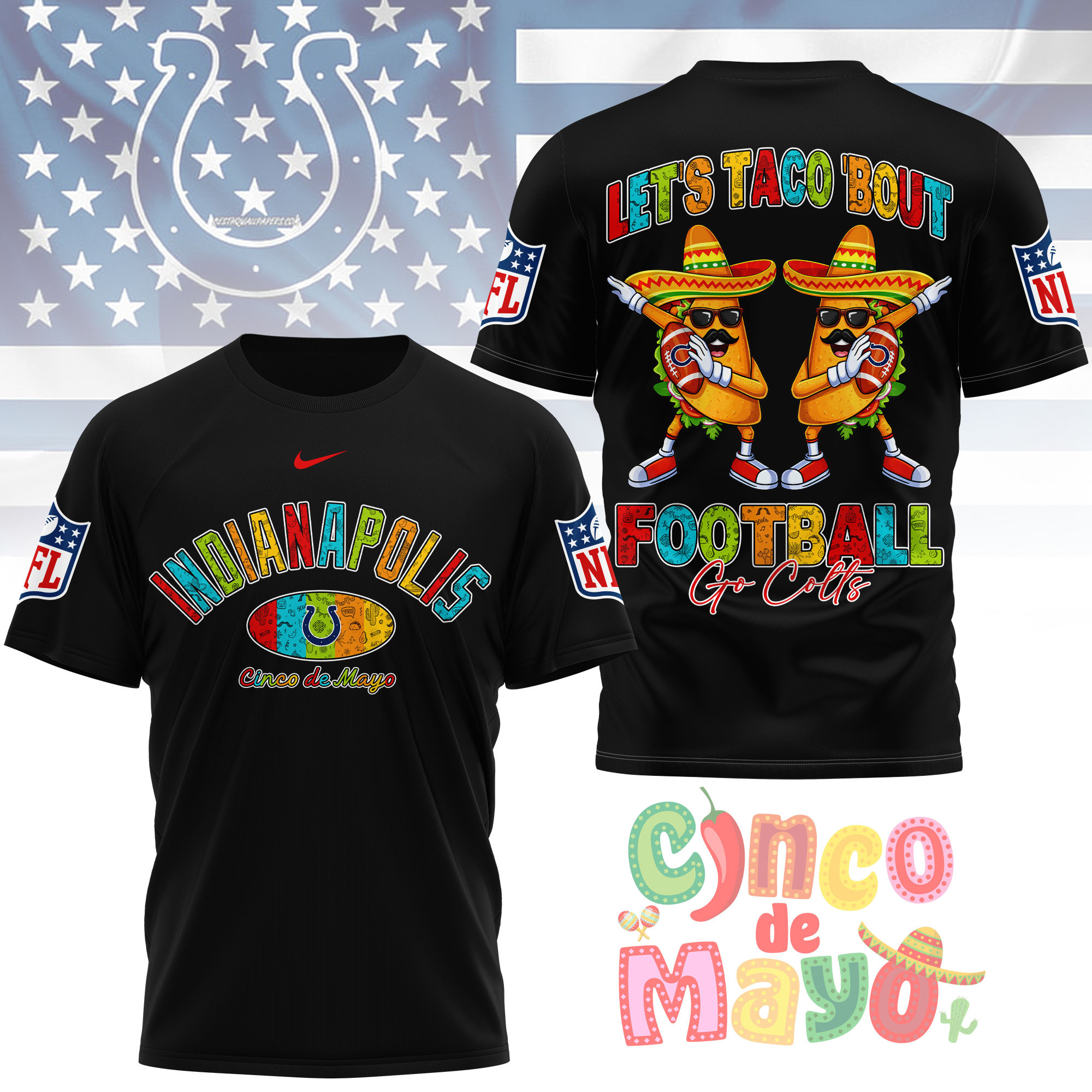 Indianapolis Colts | Premium NFL Taco Cinco de Mayo 3D Shirt TTH200587