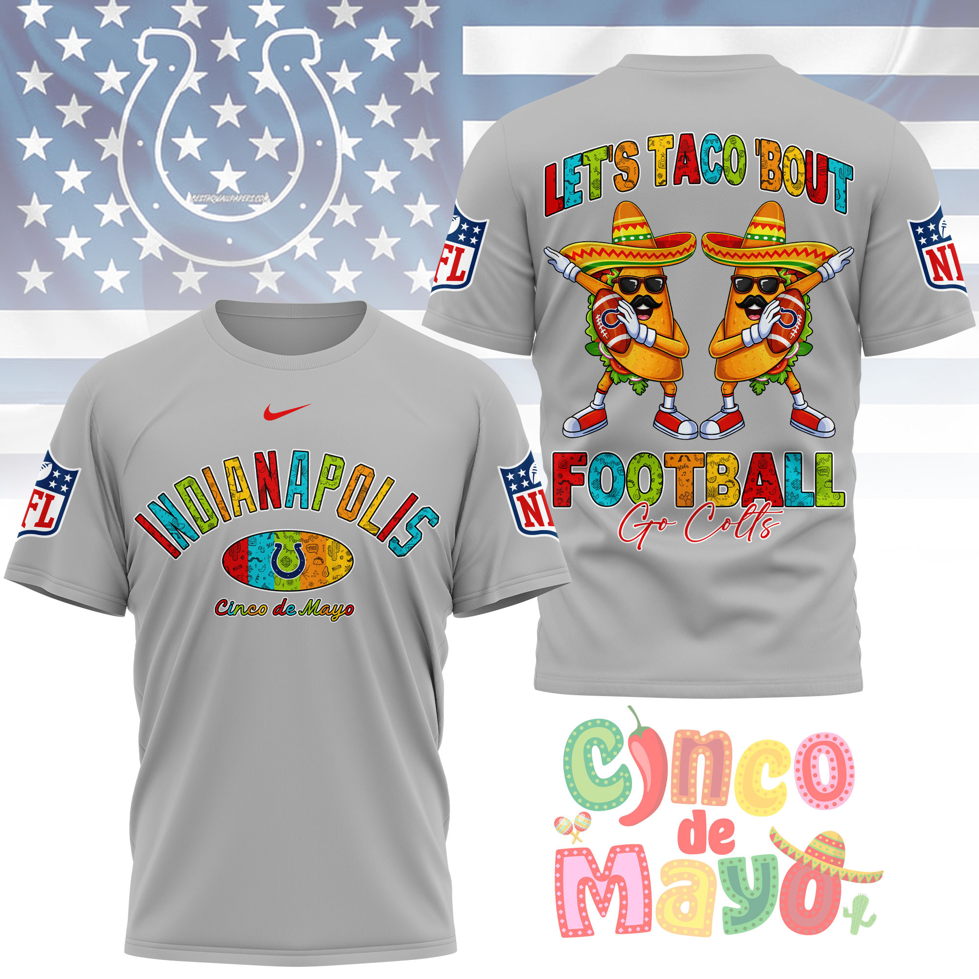 Indianapolis Colts | Premium NFL Taco Cinco de Mayo 3D Shirt TTH200587 - Image 3
