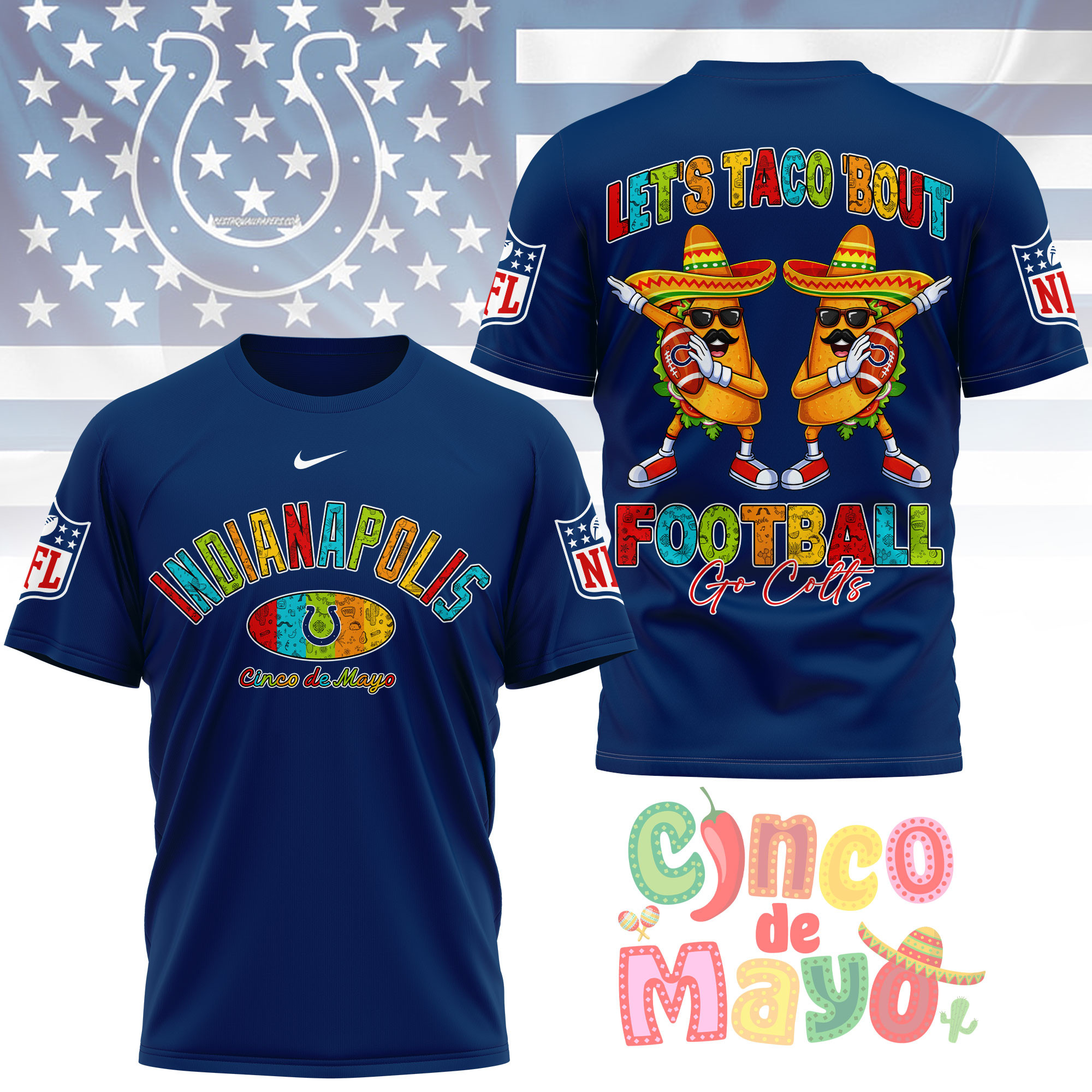 Indianapolis Colts | Premium NFL Taco Cinco de Mayo 3D Shirt TTH200587 - Image 4