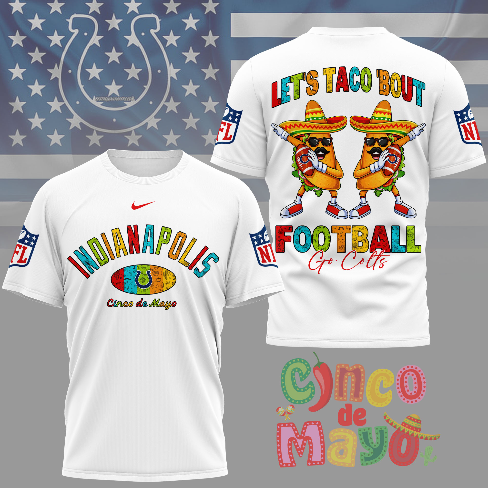 Indianapolis Colts | Premium NFL Taco Cinco de Mayo 3D Shirt TTH200587 - Image 2