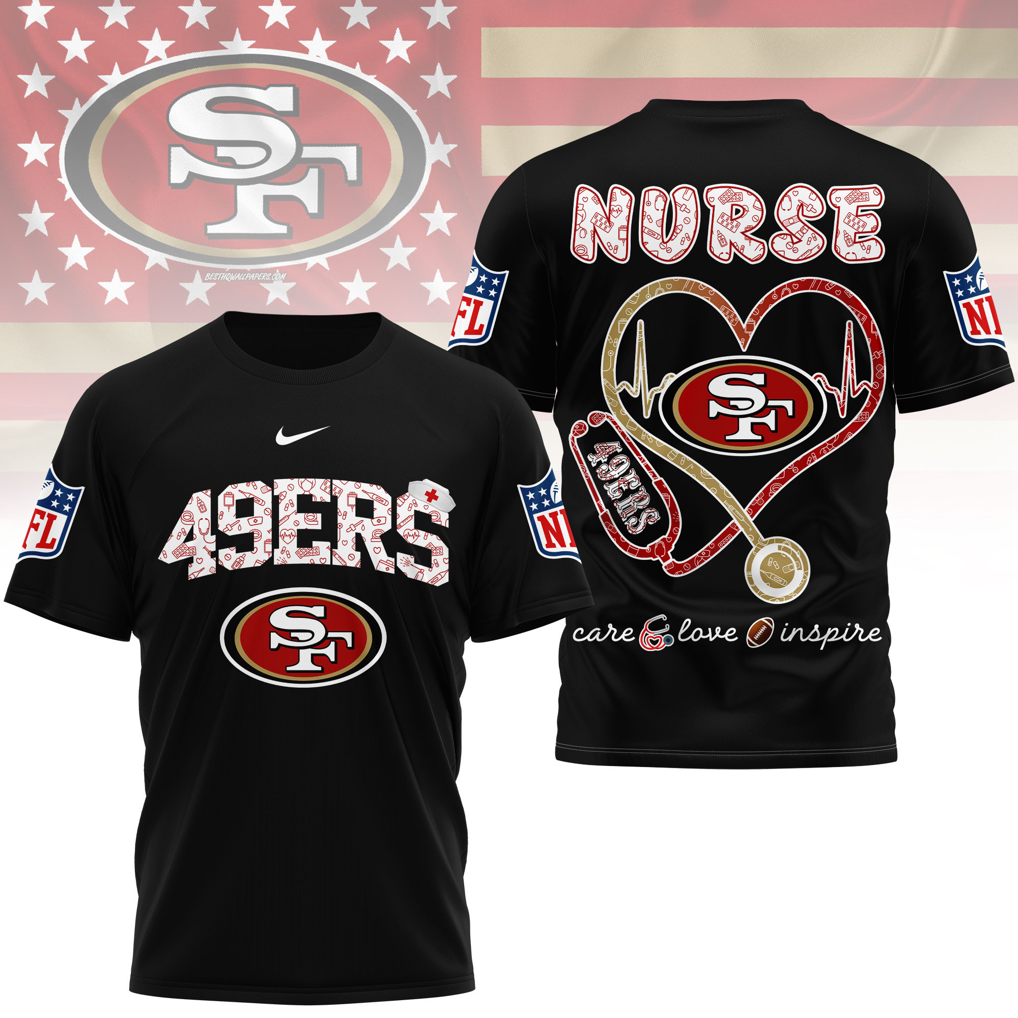 San Francisco 49ers x Premium NFL Nurse Love Football 3D T-Shirt – Limited Edition TTH200522