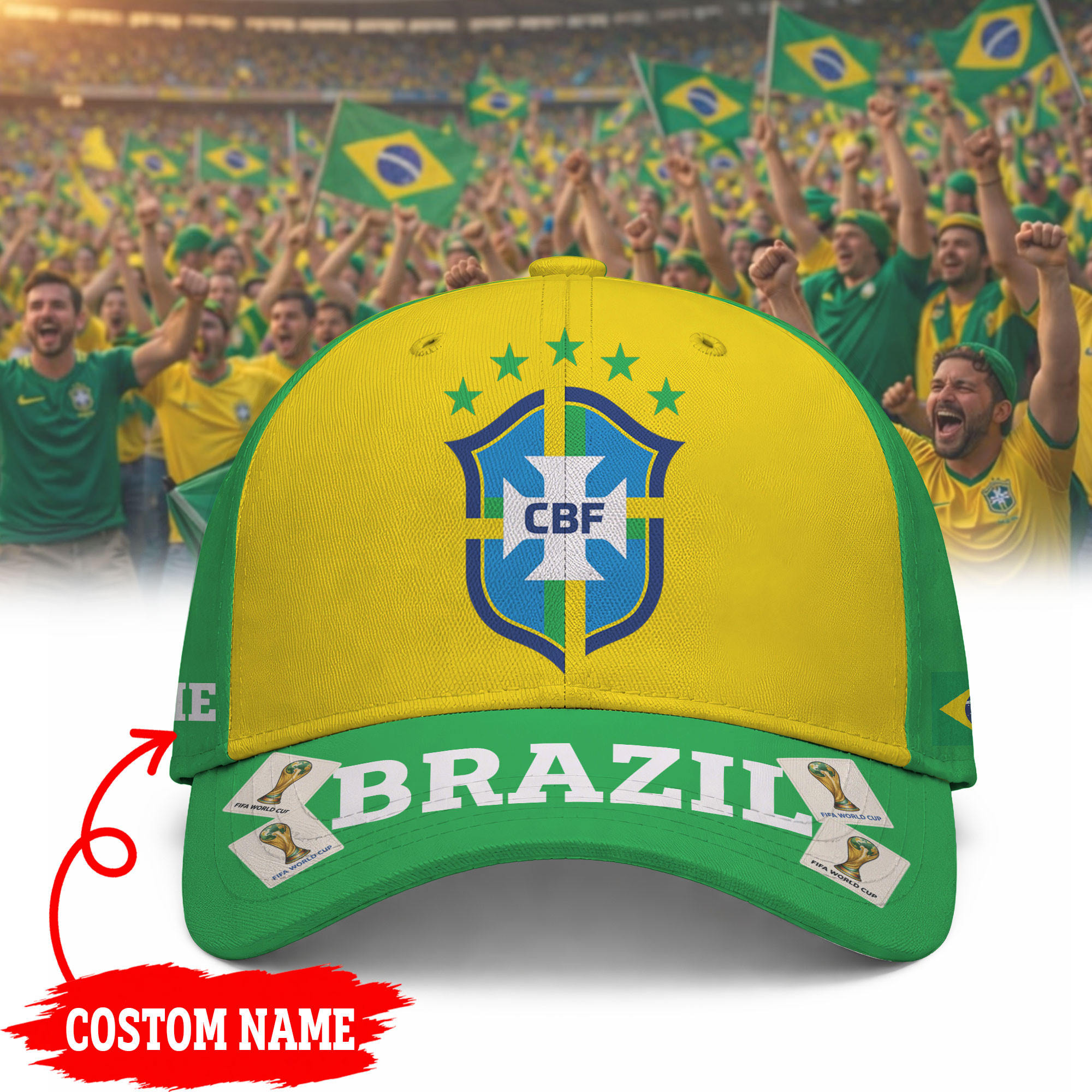 Brazil | Premium World Cup 2026 Crown Of Football Classic Cap TTH200576 - Image 2