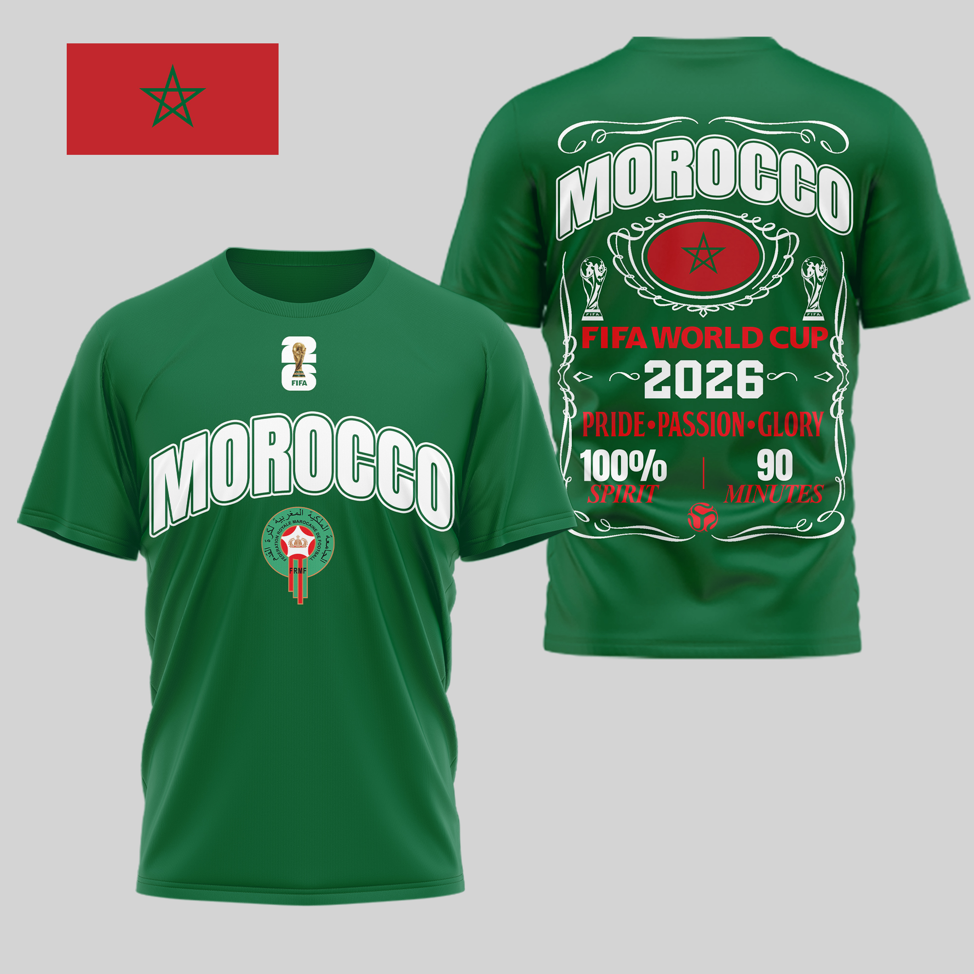 Morocco | Premium World Cup 2026 Pride Passion Glory 3D Shirt TTH210505 - Image 3