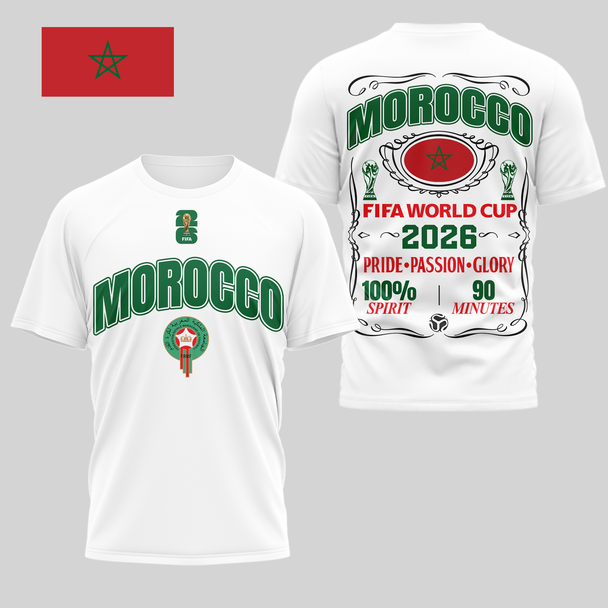 Morocco | Premium World Cup 2026 Pride Passion Glory 3D Shirt TTH210505 - Image 2