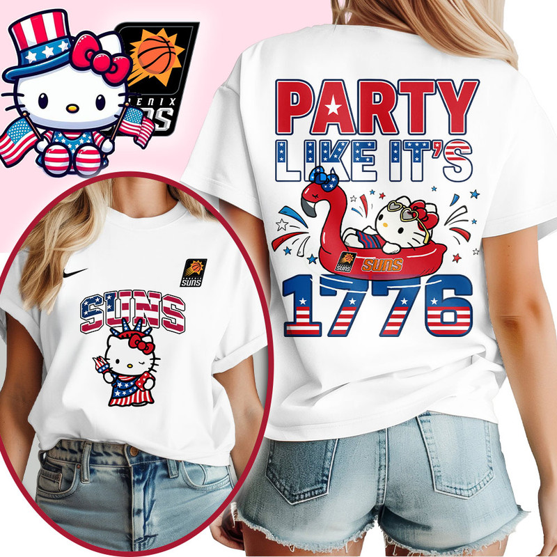 Phoenix Suns | Premium NBA Hello Kitty Independence Day 3D Shirt TTH200554 - Image 2