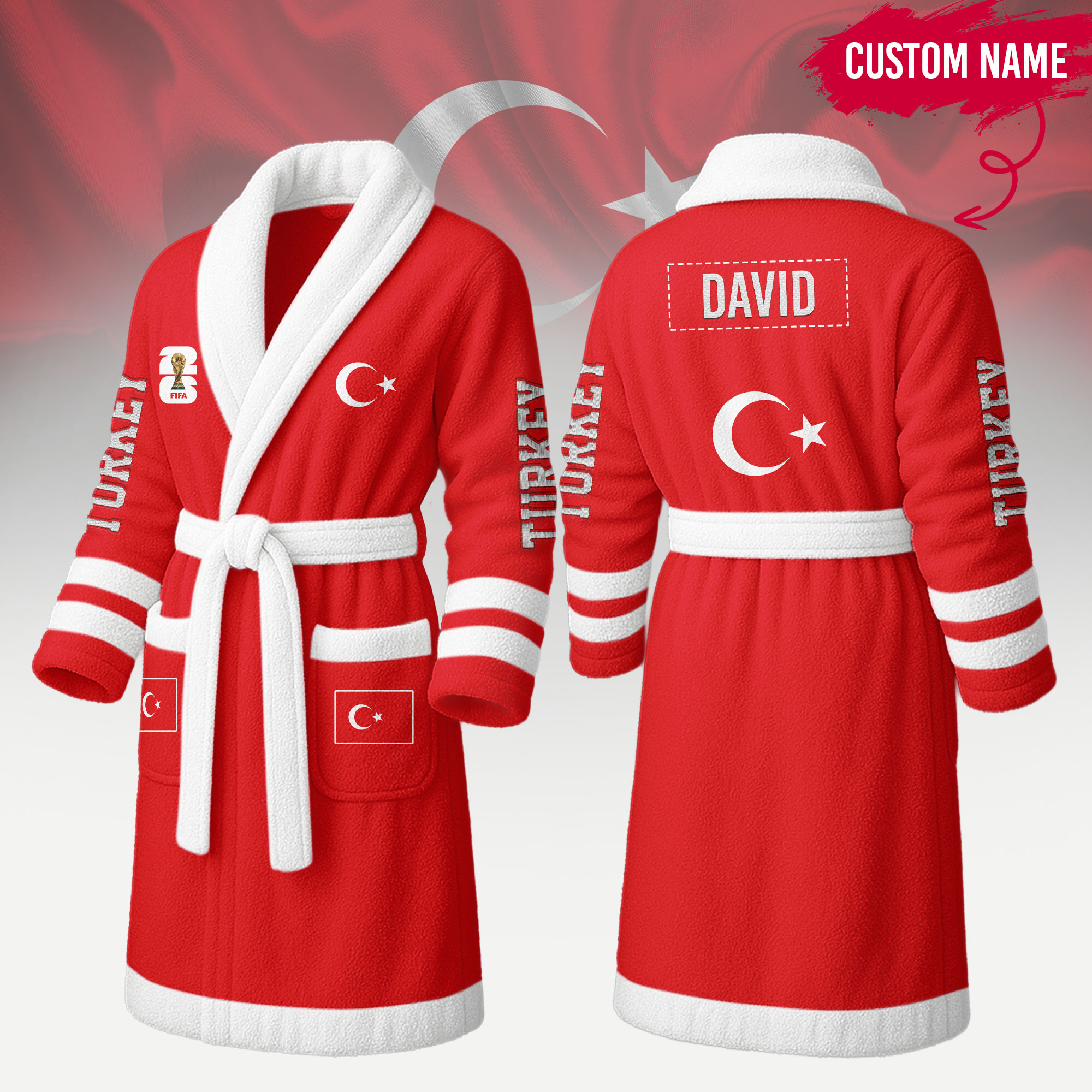 Turkey | Premium World Cup 2026 Fleece Bathrobe TTH200558 - Image 2