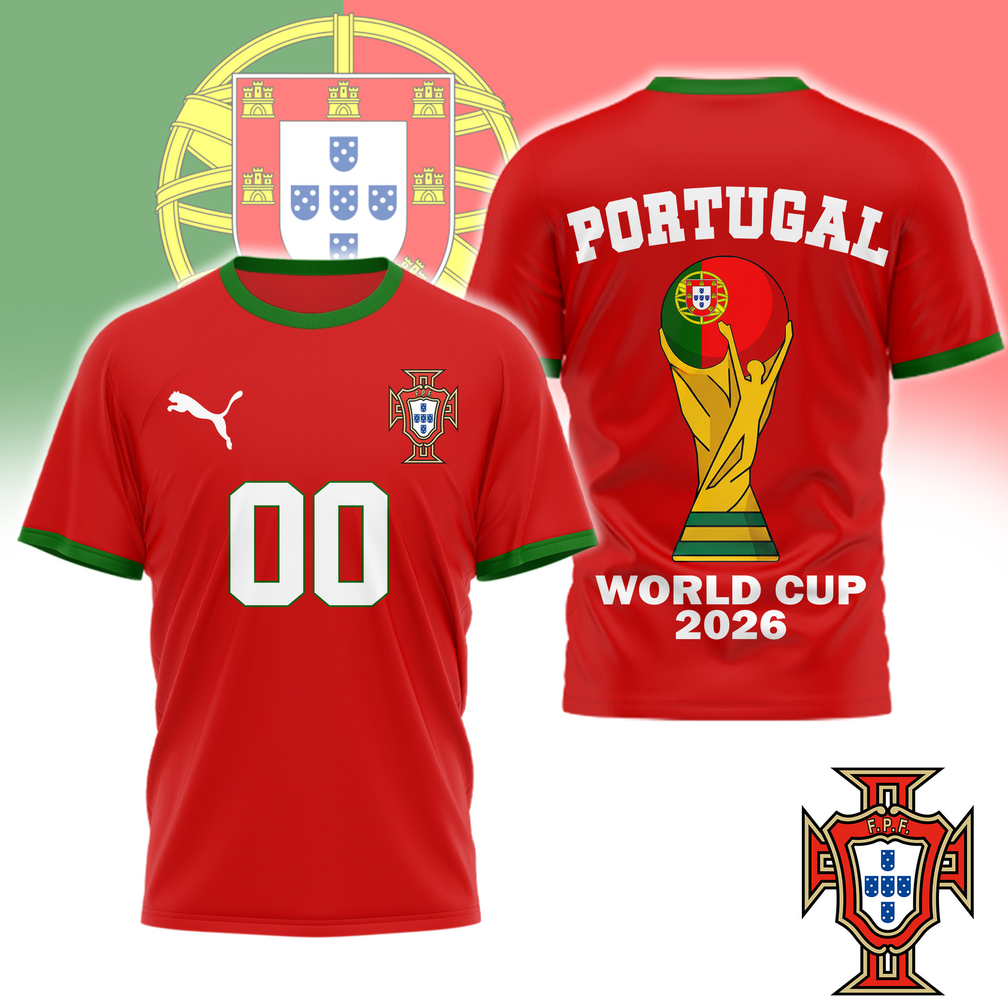 Portugal | Premium Road to World Cup 2026 3D Shirt TTH200553 - Image 2