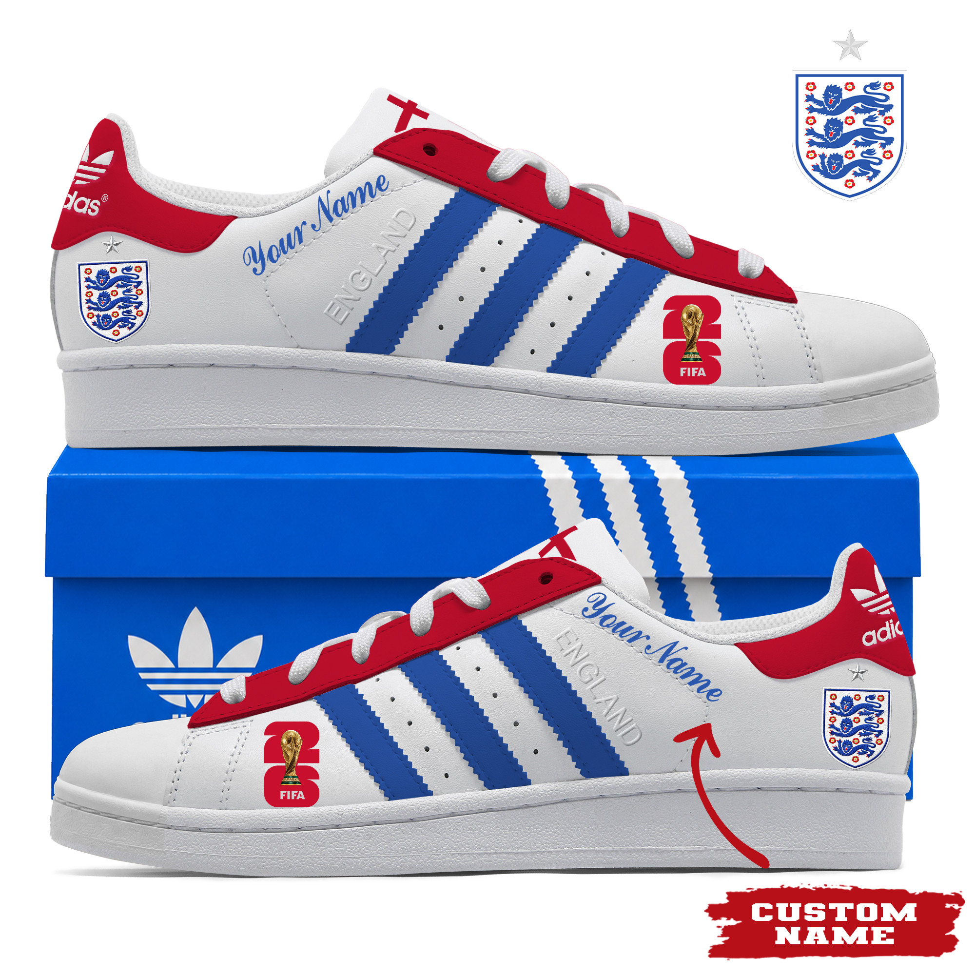 England x Premium World Cup 2026 Stan Smith Shoes – Limited Edition TTH190522 - Image 2