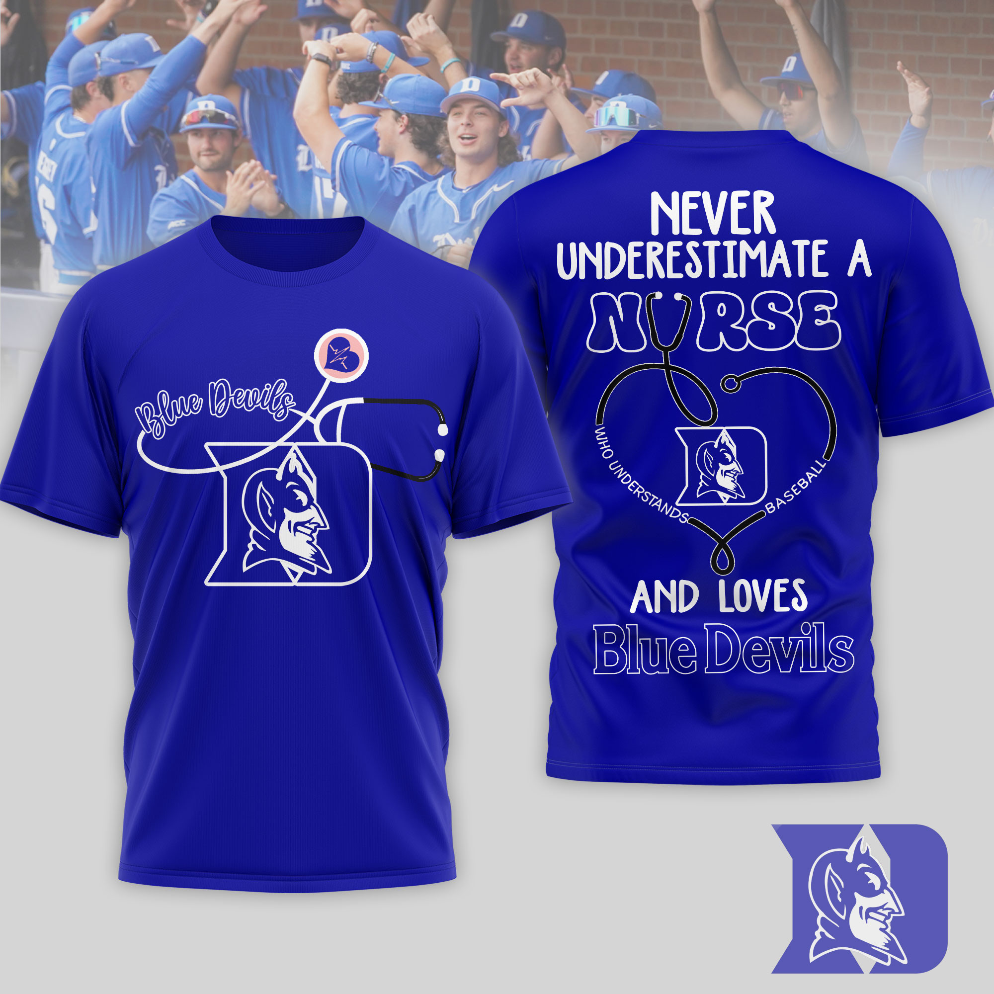 Duke Blue Devils | Premium NCAA Game Day Nurse 3D T-Shirt TTH200556 - Image 3