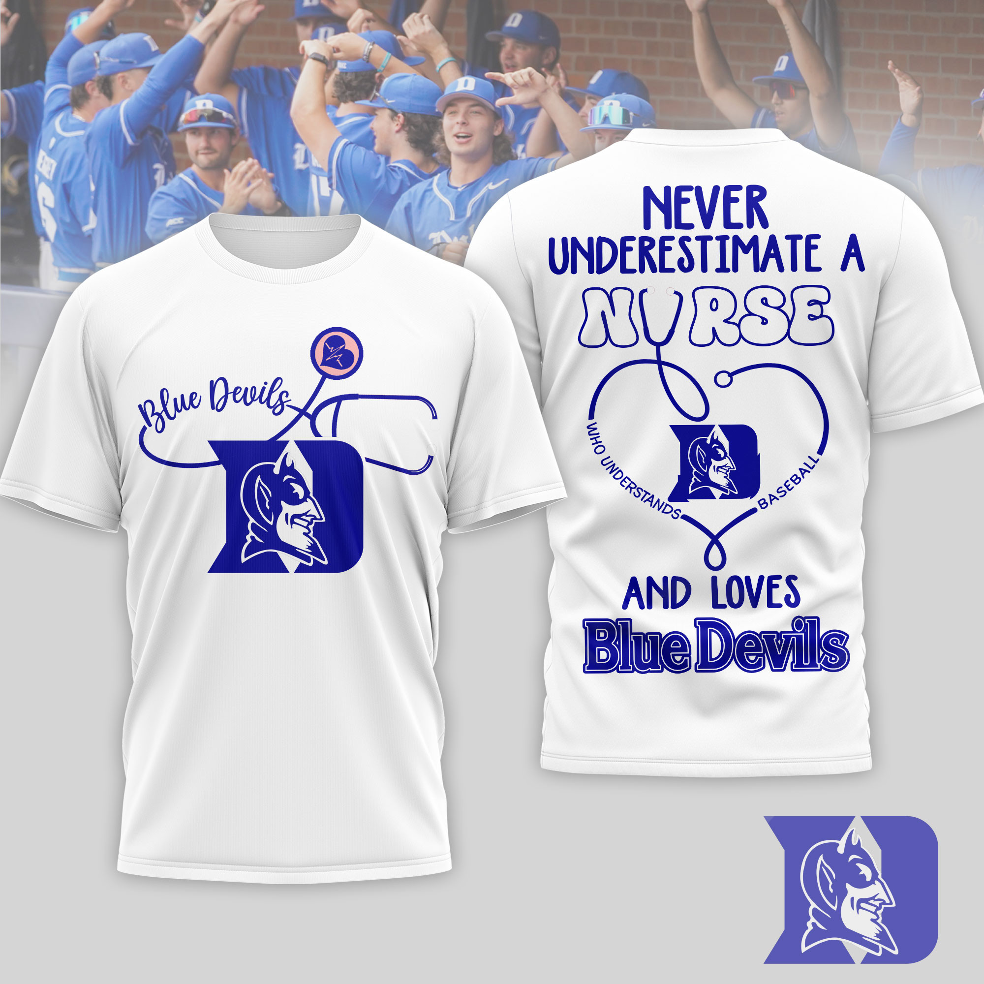 Duke Blue Devils | Premium NCAA Game Day Nurse 3D T-Shirt TTH200556 - Image 2