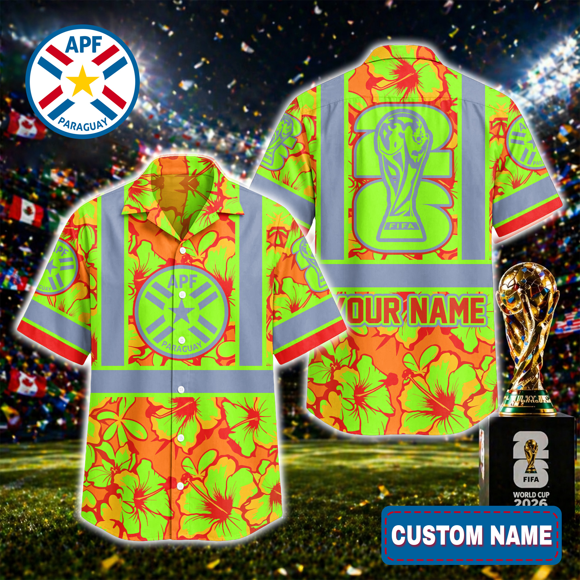 Paraguay | Premium World Cup 2026 Hi-vis Hawaiian Shirt TTH200567 - Image 2