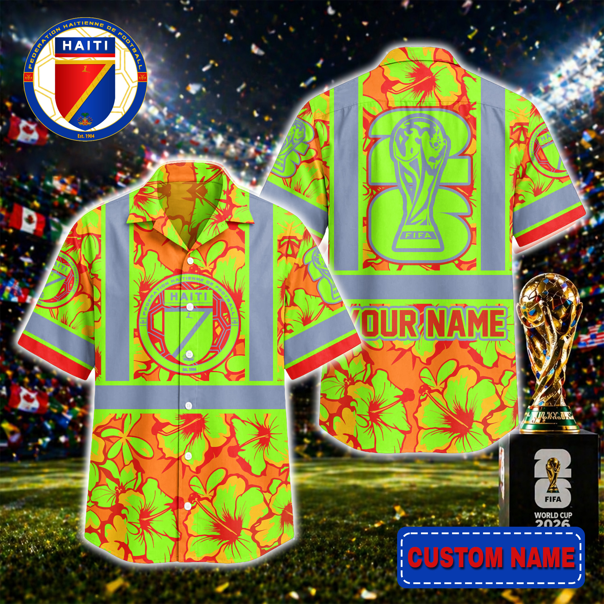 Haiti | Premium World Cup 2026 Hi-vis Hawaiian Shirt TTH200567 - Image 2
