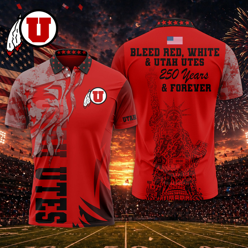 Utah Utes | Premium NCAA Independance Day Polo TTH200597 - Image 2