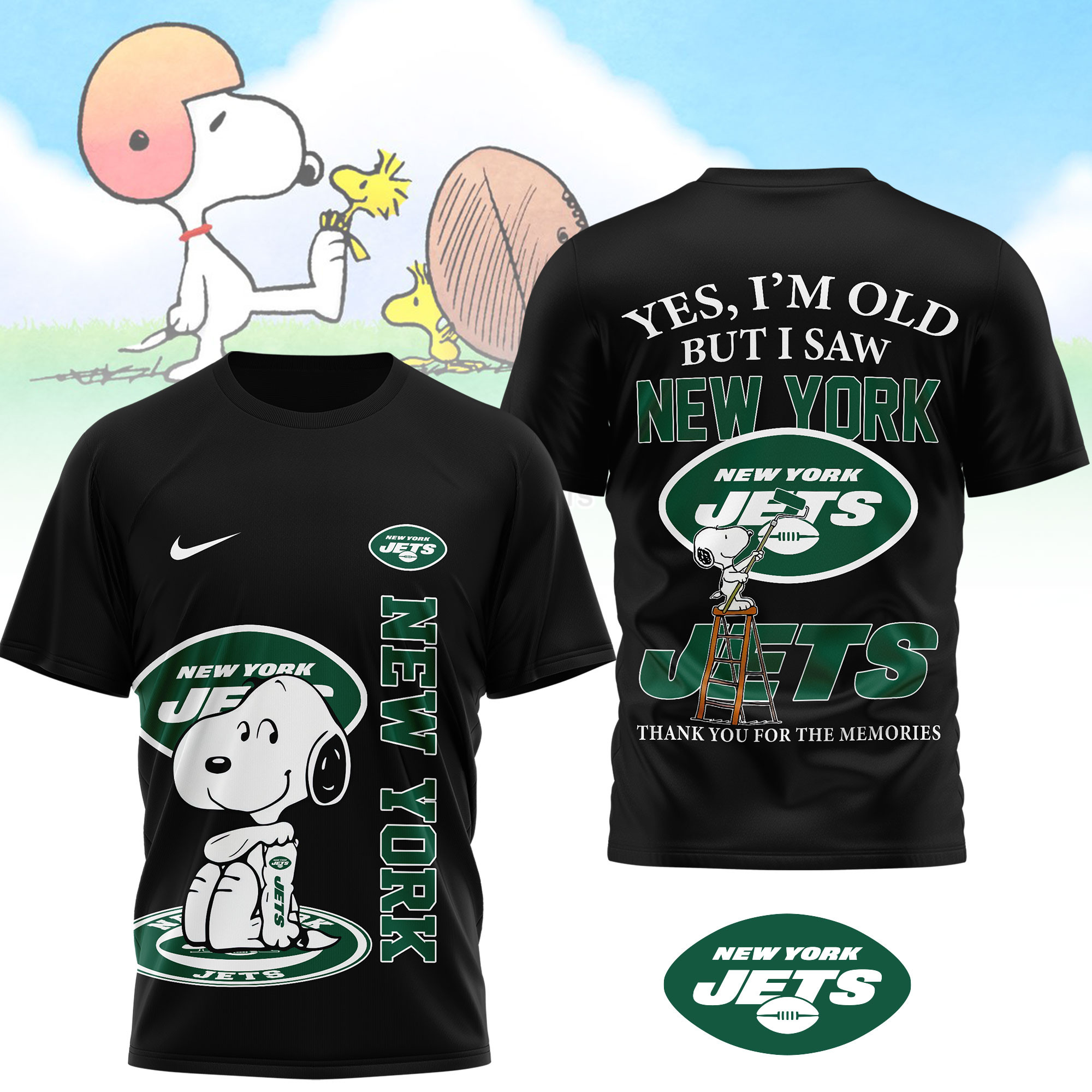 New York Jets | Premium NFL Snoopy Graphic 3D T-Shirt TTH200590 - Image 2
