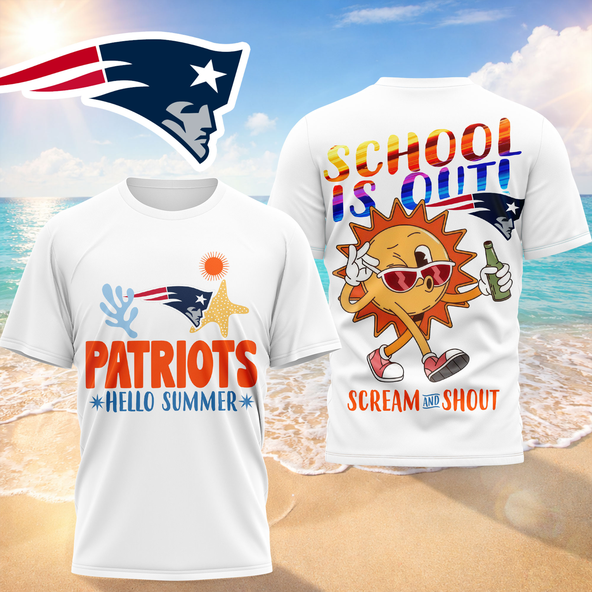 New England Patriots | Premium NFL Hello Summer 3D T-Shirt TTH200595 - Image 2