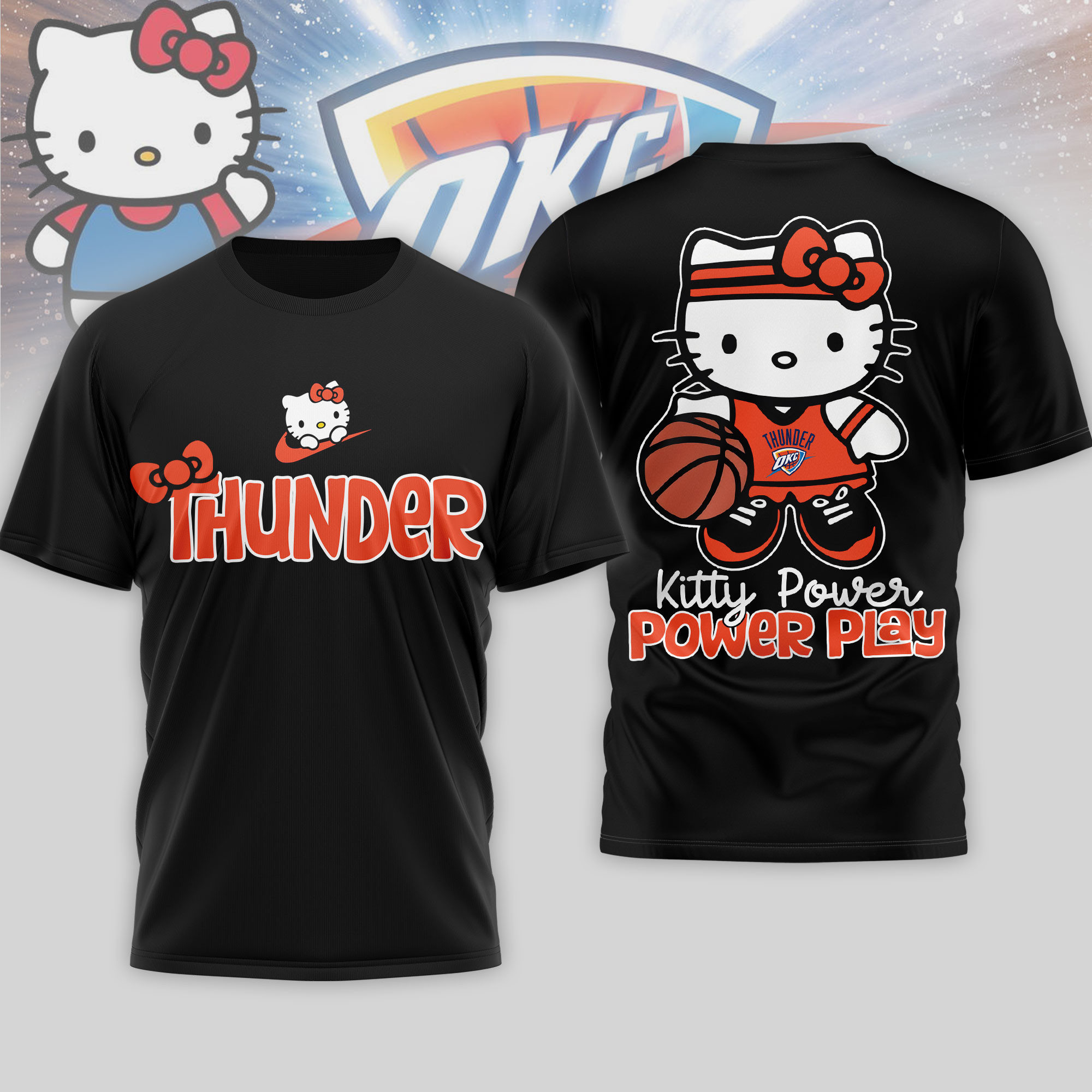 Oklahoma City Thunder | Premium NBA Hello Kitty Power Play 3D Shirt TTH210508