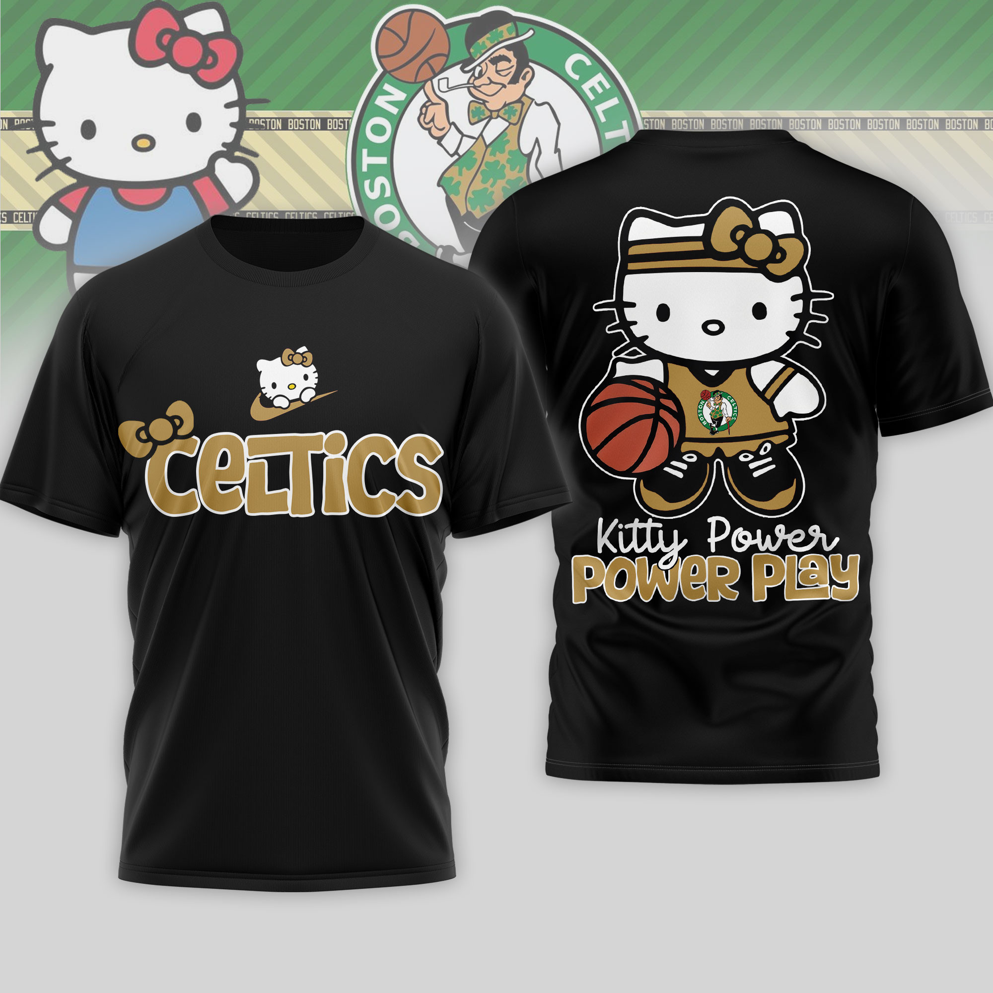 Boston Celtics | Premium NBA Hello Kitty Power Play 3D Shirt TTH210508