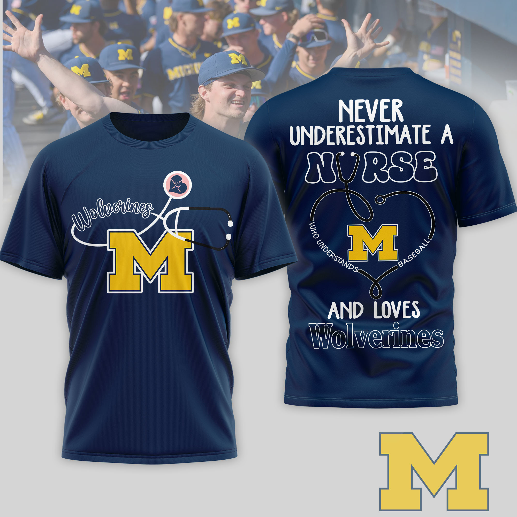 Michigan Wolverines | Premium NCAA Game Day Nurse 3D T-Shirt TTH200556 - Image 3