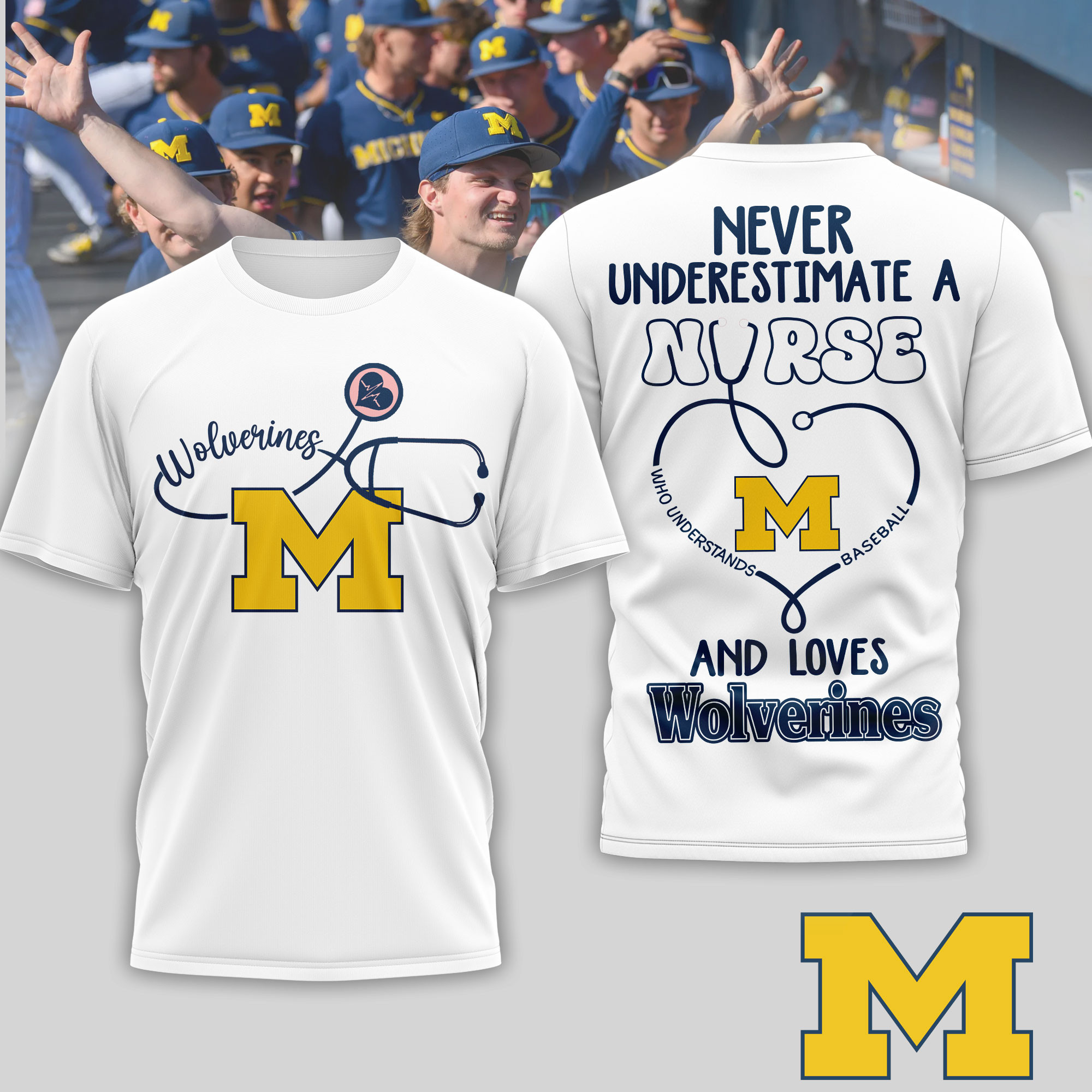 Michigan Wolverines | Premium NCAA Game Day Nurse 3D T-Shirt TTH200556 - Image 2