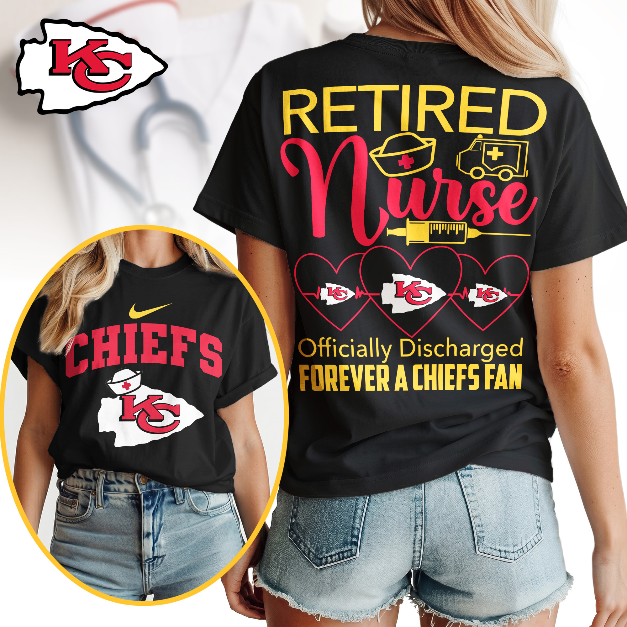 Kansas City Chiefs | Premium NFL Retired Nurse Officially Discharged Women Shirt TTH200579