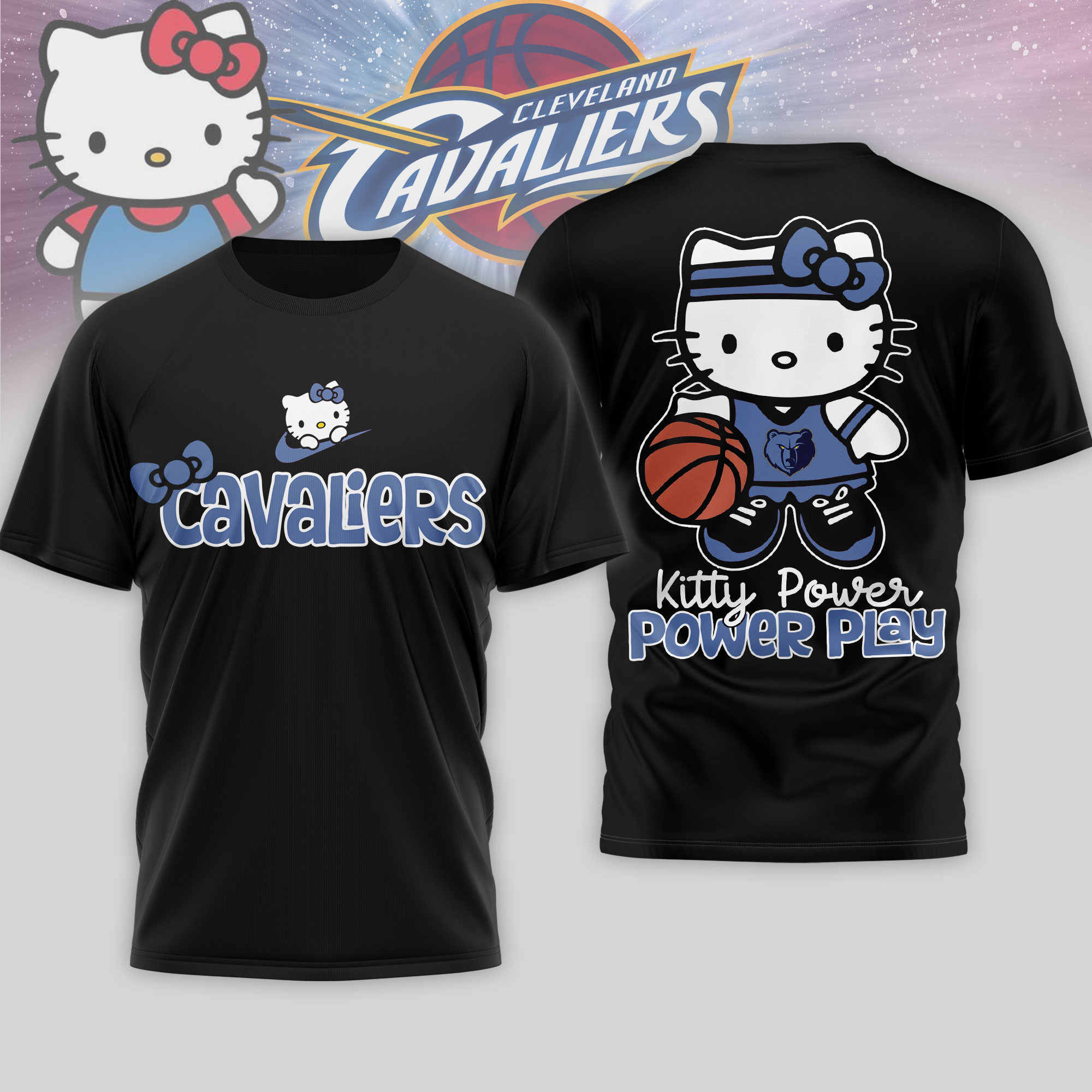 Cleveland Cavaliers | Premium NBA Hello Kitty Power Play 3D Shirt TTH210508