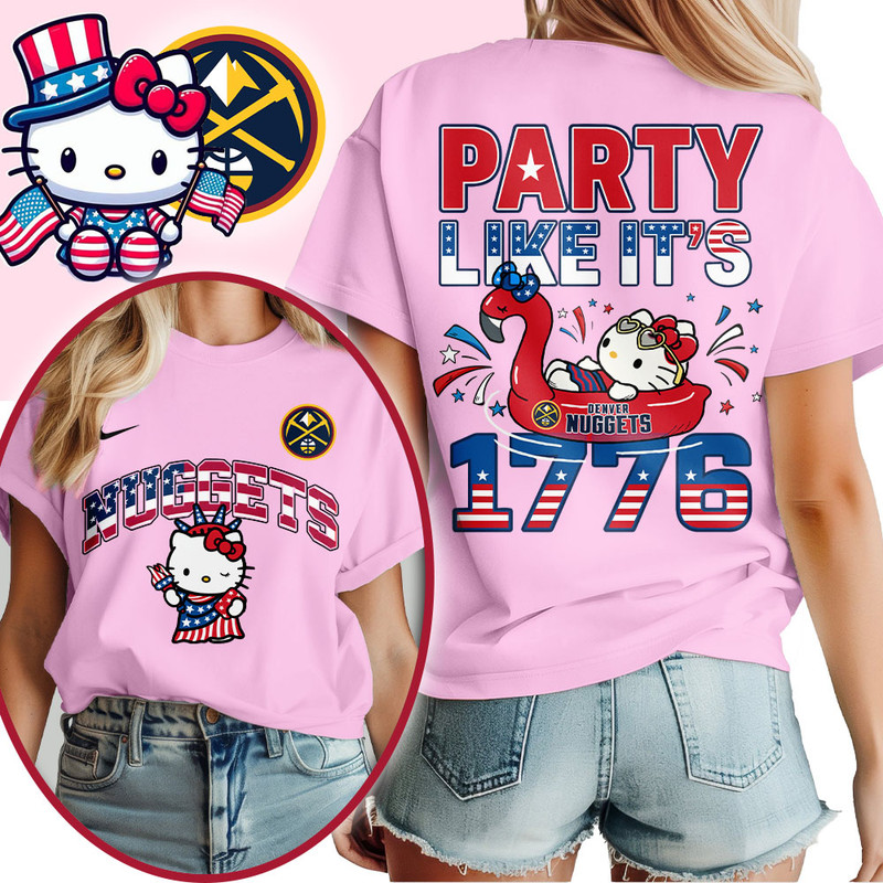 Detroit Pistons | Premium NBA Hello Kitty Independence Day 3D Shirt TTH200554 - Image 3
