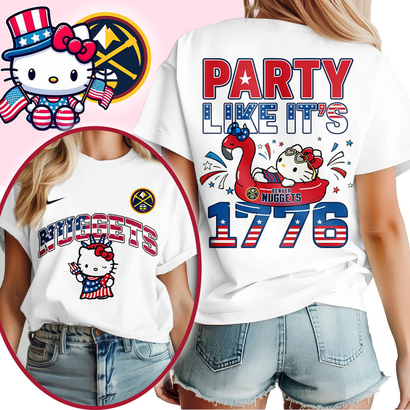Detroit Pistons | Premium NBA Hello Kitty Independence Day 3D Shirt TTH200554 - Image 2