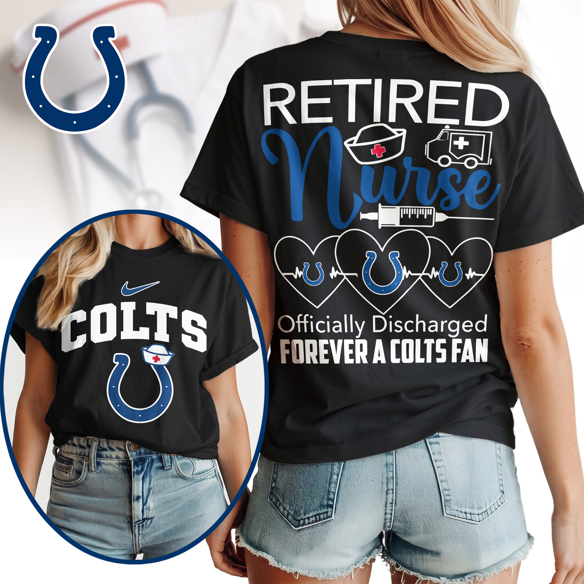 Indianapolis Colts | Premium NFL Retired Nurse Officially Discharged Women Shirt TTH200579