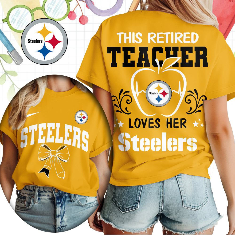 Pittsburgh Steelers x Premium NFL Retired Teacher Women T-Shirt – Limited Edition TTH200523 - Image 3