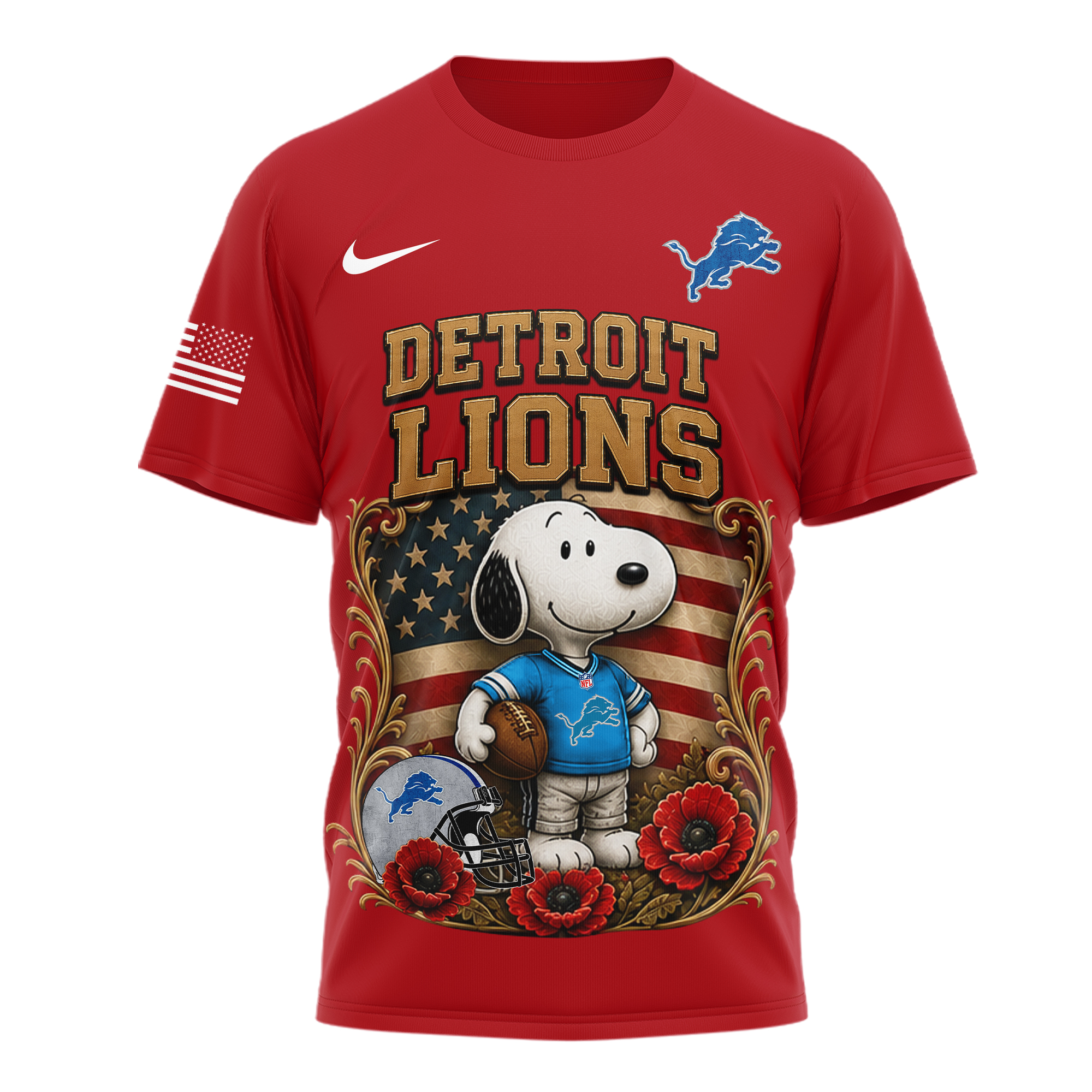 Detroit Lions | Premium NFL Snoopy Remember Everyone Deployed 3D Shirt TTH200588