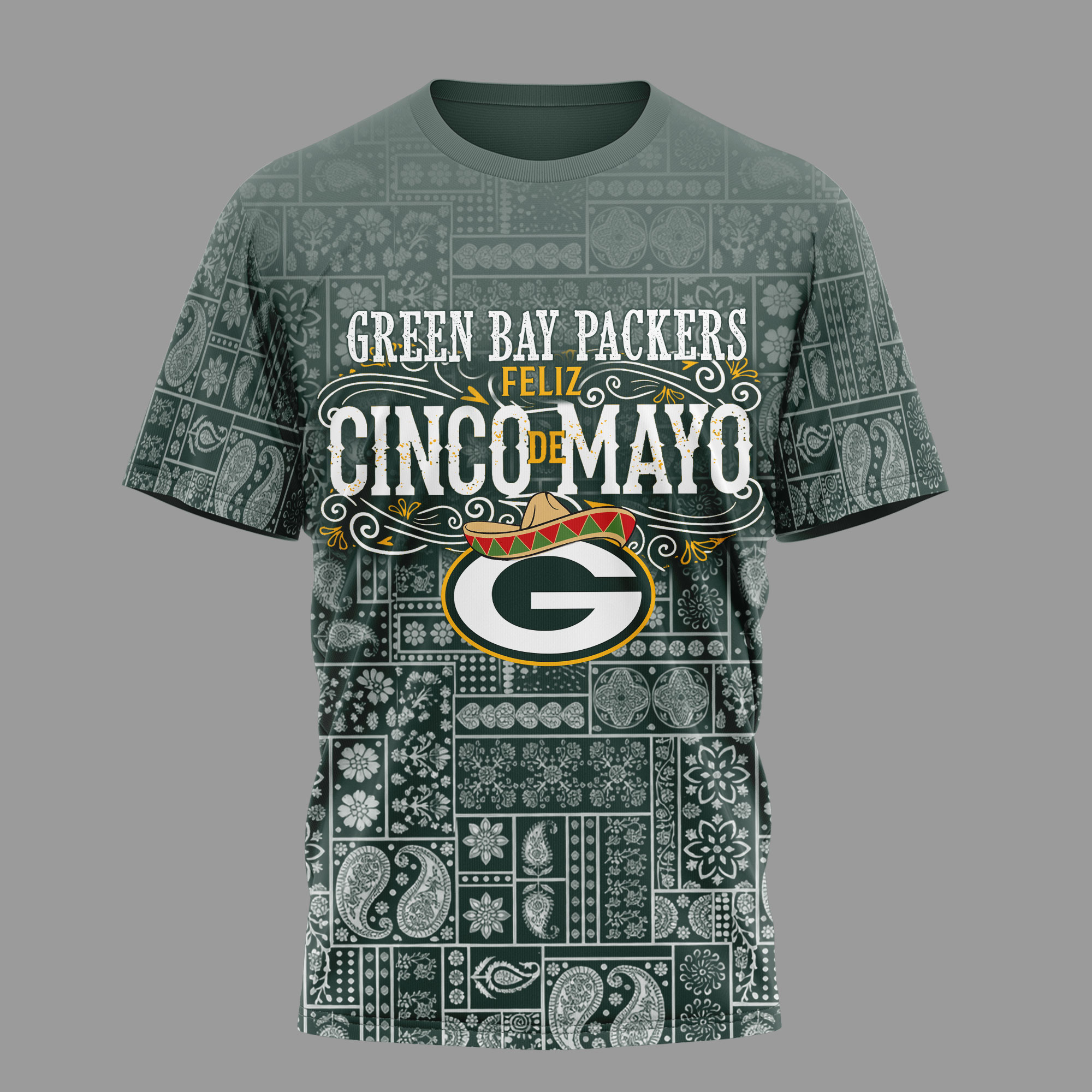 Green Bay Packers | Premium NFL Hola Bitchatos Cinco De Mayo 3D T-Shirt TTH210501
