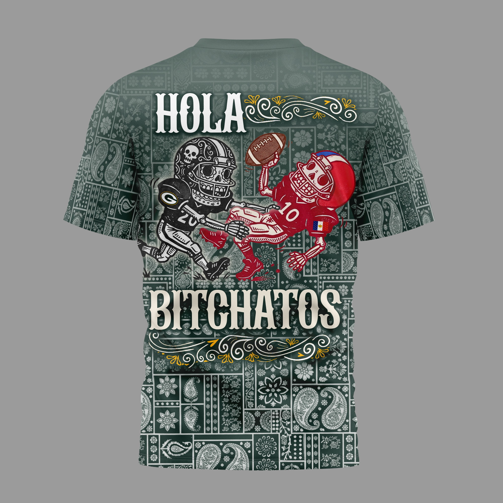 Green Bay Packers | Premium NFL Hola Bitchatos Cinco De Mayo 3D T-Shirt TTH210501 - Image 2