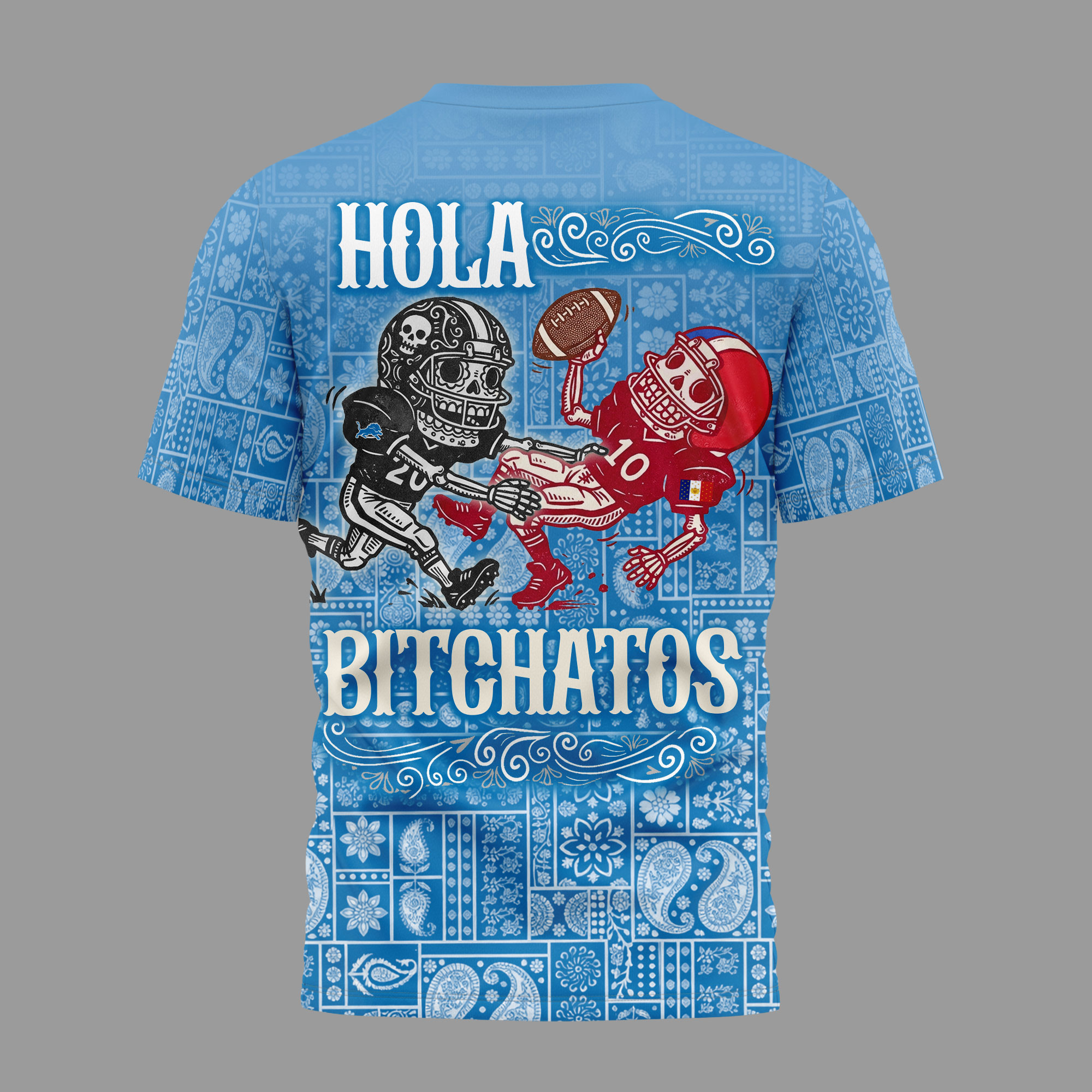 Detroit Lions | Premium NFL Hola Bitchatos Cinco De Mayo 3D T-Shirt TTH210501 - Image 2