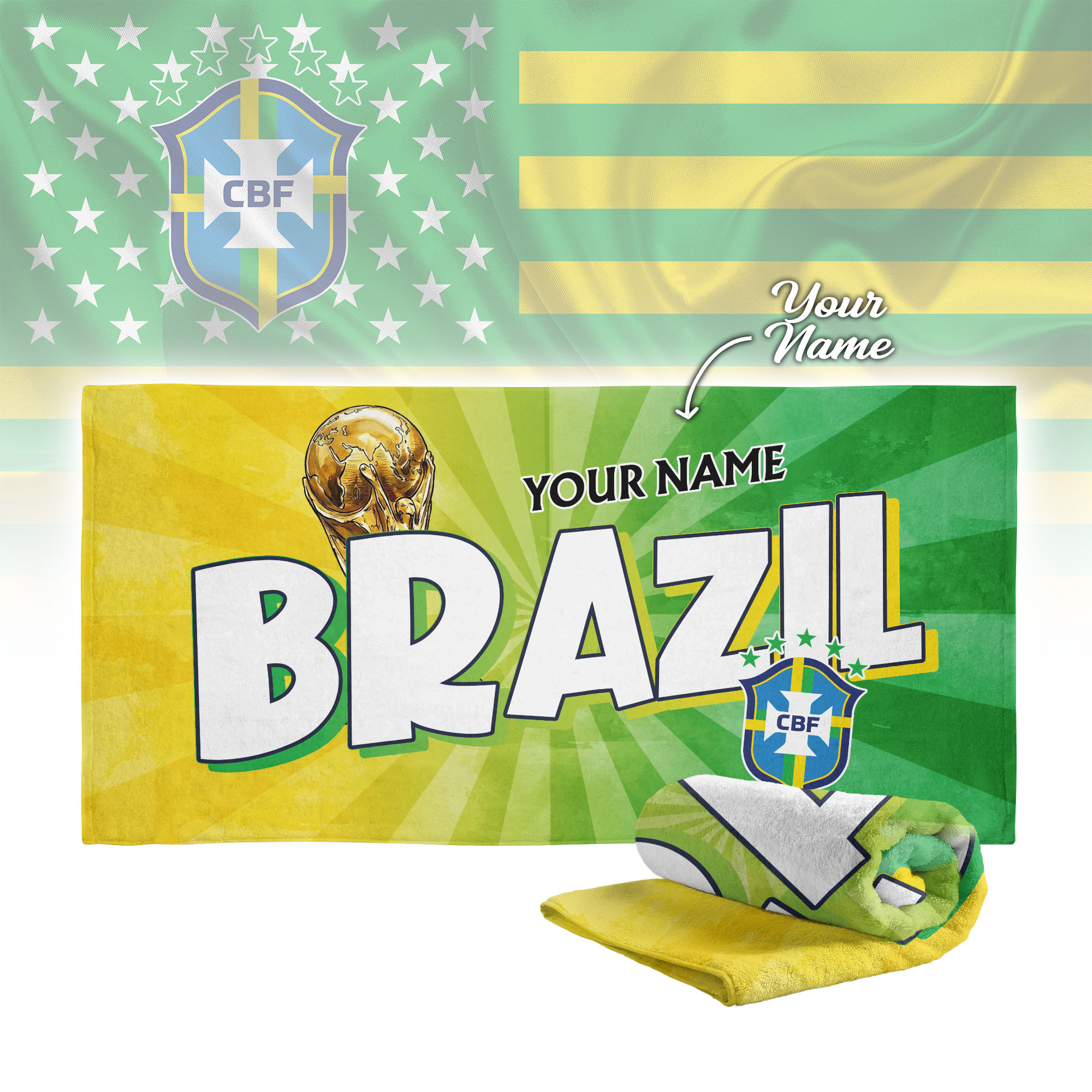 Brazil | Premium World Cup 2026 Land of Champions Beach Towel TTH210512 - Image 2