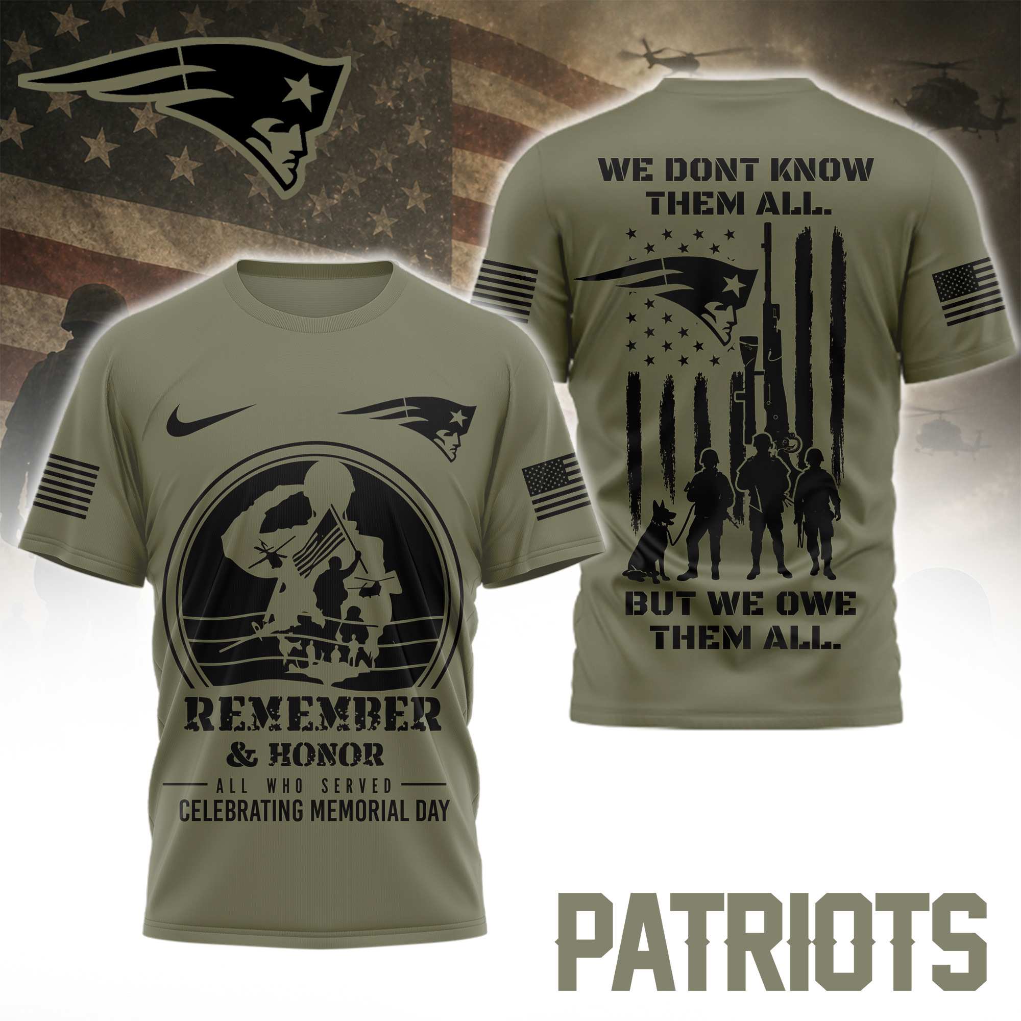 New England Patriots | Premium NFL Celebrating Memorial Day 3D Shirt TTH200580 - Image 2