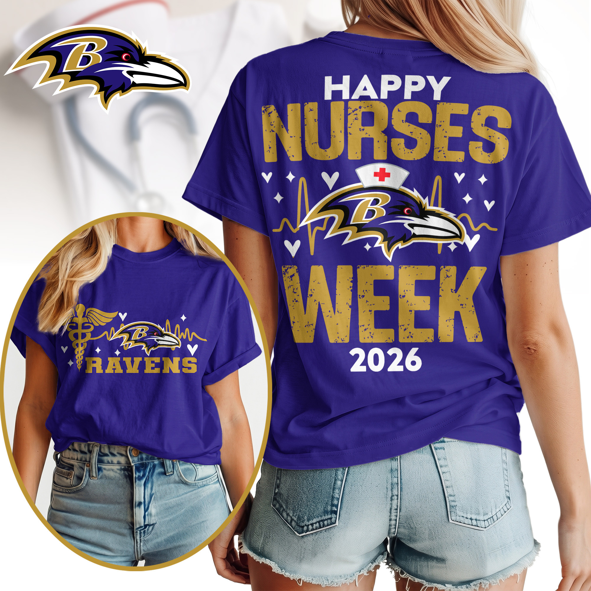 Baltimore Ravens | Premium NFL Nurse Week Women Shirt TTH200583 - Image 3