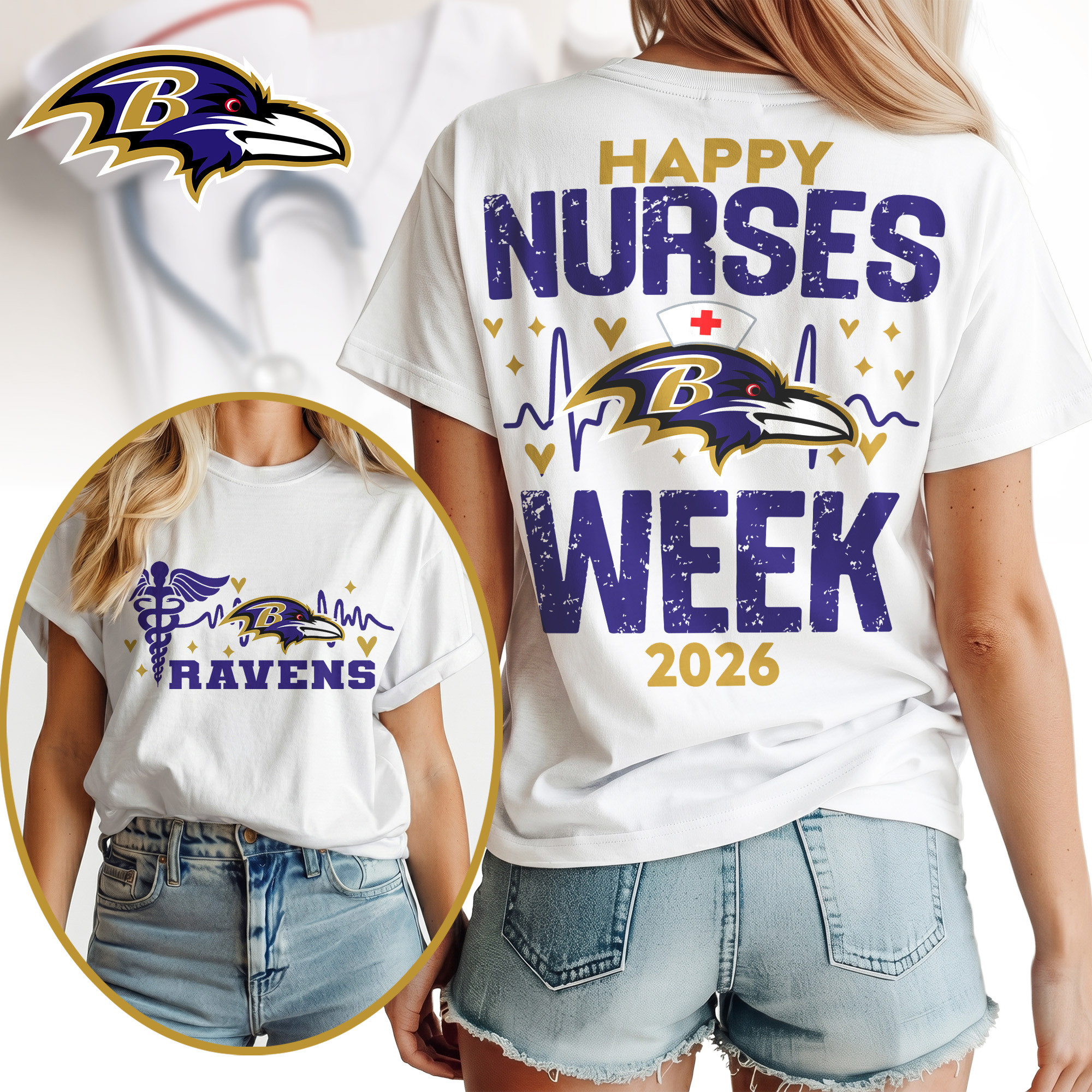 Baltimore Ravens | Premium NFL Nurse Week Women Shirt TTH200583 - Image 2